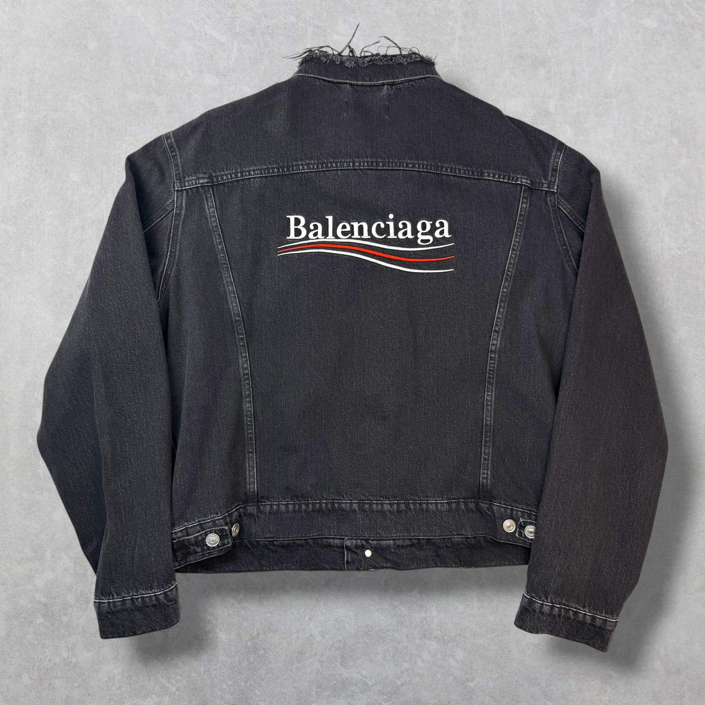Balenciaga Embroidered Political Logo Denim Jacket 54 (L)