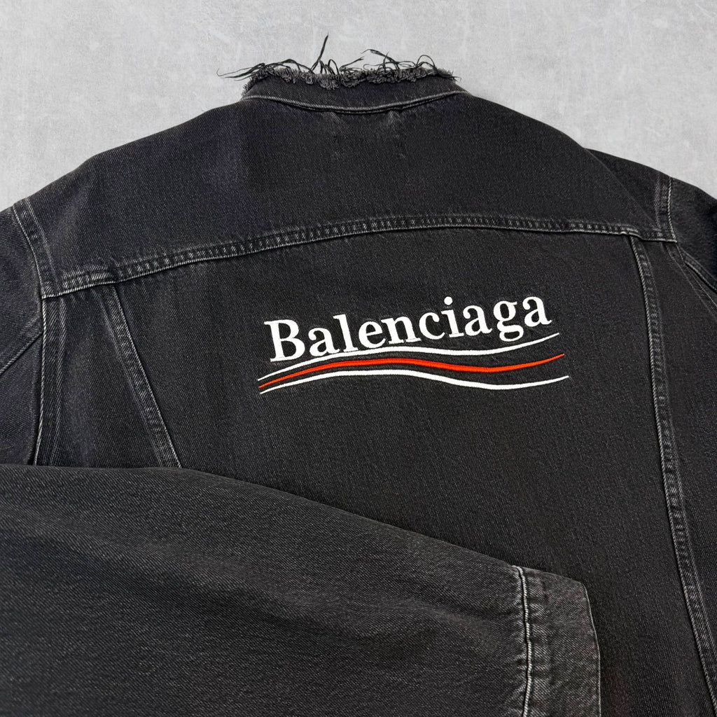 Balenciaga Embroidered Political Logo Denim Jacket 54 (L)