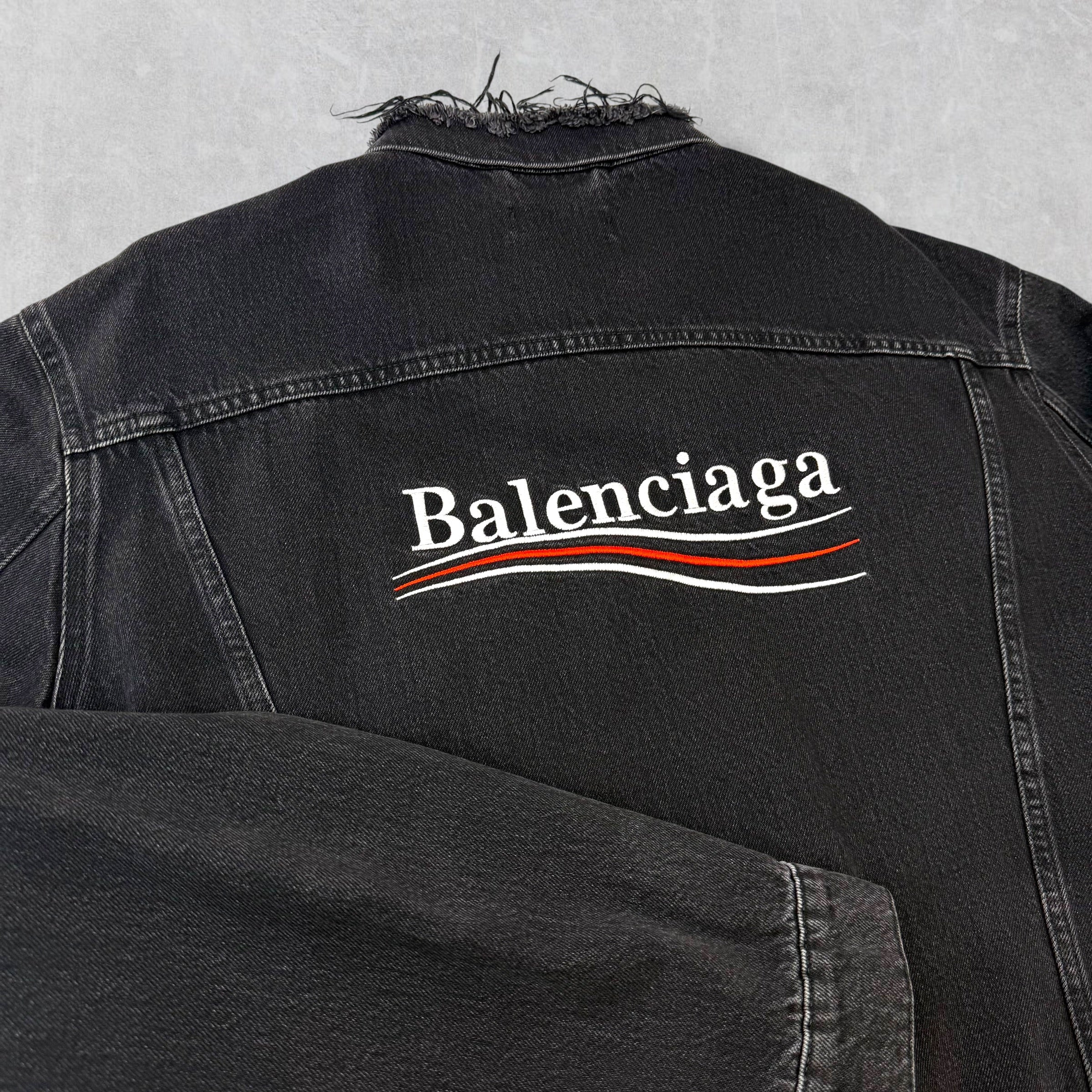 Balenciaga Embroidered Political Logo Denim Jacket 54 (L)