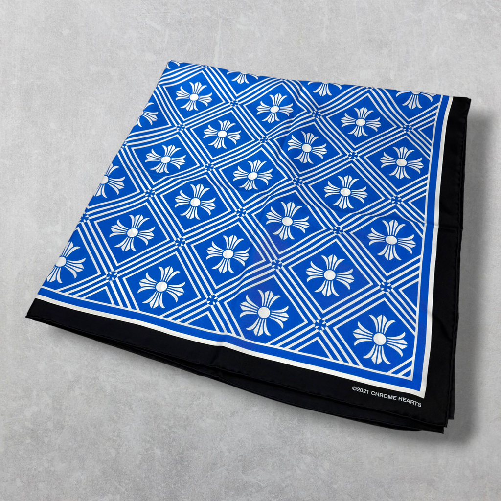 Chrome Hearts Silk Scarf Math Plus Blue