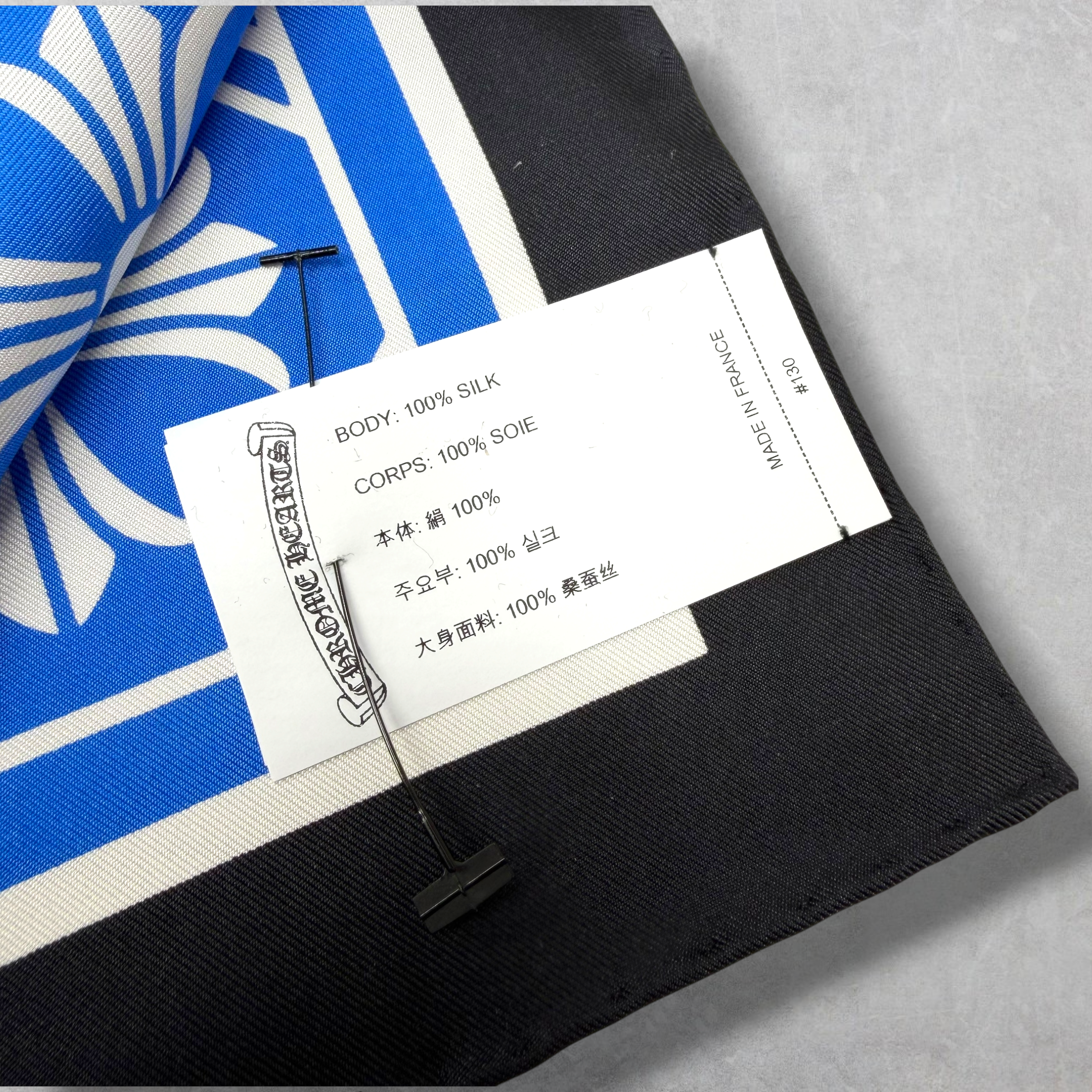 Chrome Hearts Silk Scarf Math Plus Blue