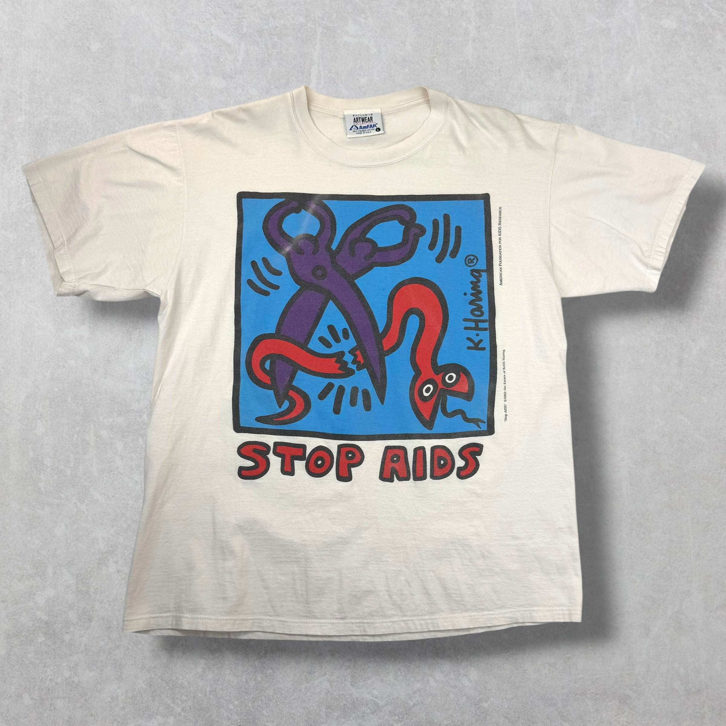Vintage '92 Keith Haring 'STOP AIDS' Tee L