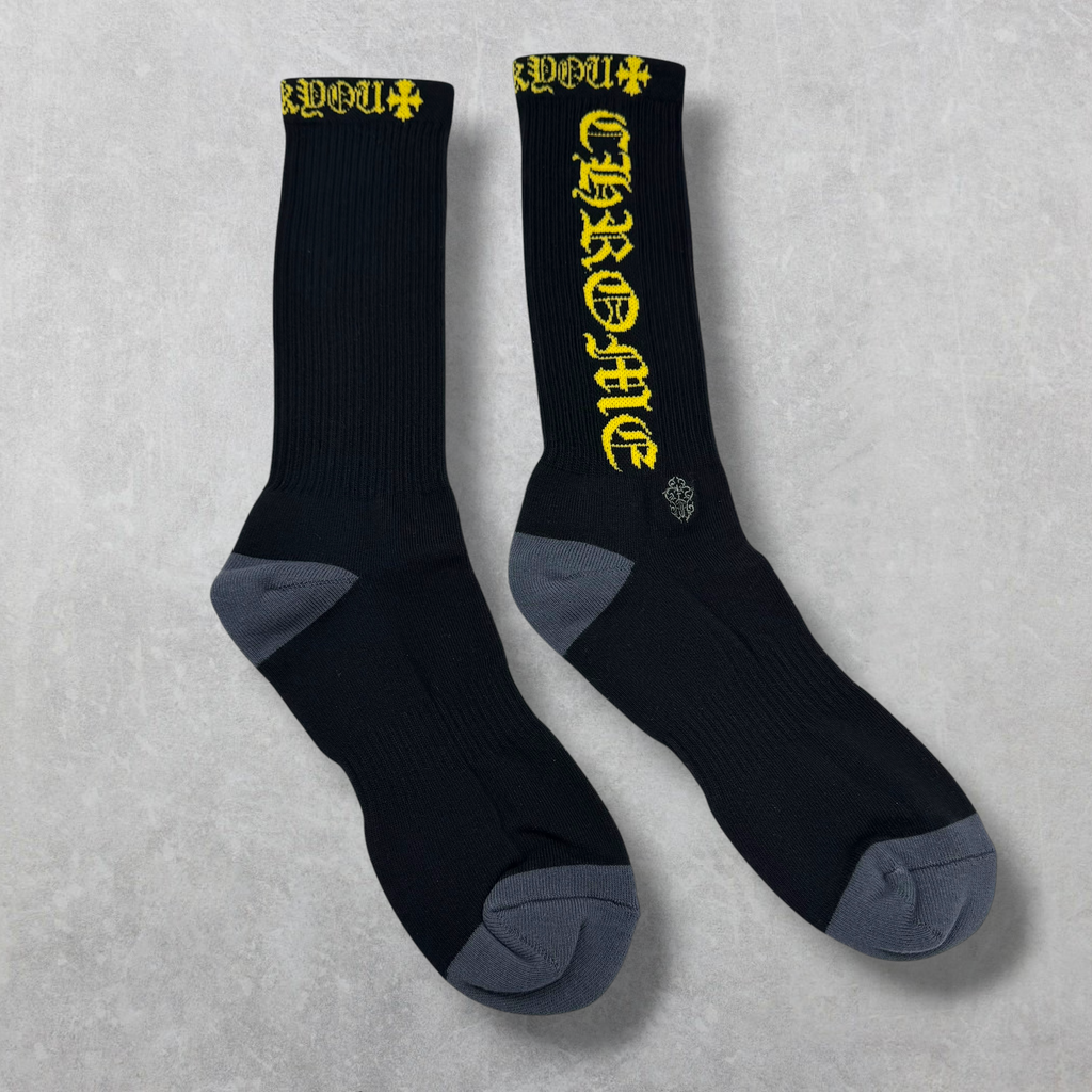 Chrome Hearts Script Logo Socks Black/Yellow