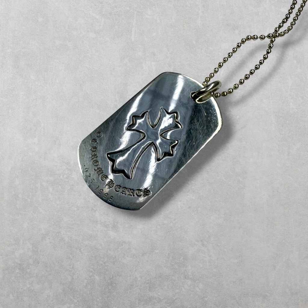 Chrome Hearts Cut Out Cross/Tiny Cross Dog Tag w/ Ball Chain