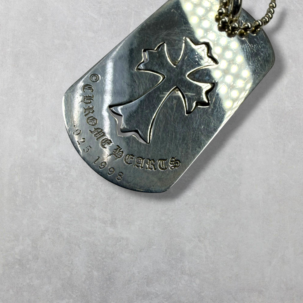 Chrome Hearts Cut Out Cross/Tiny Cross Dog Tag w/ Ball Chain