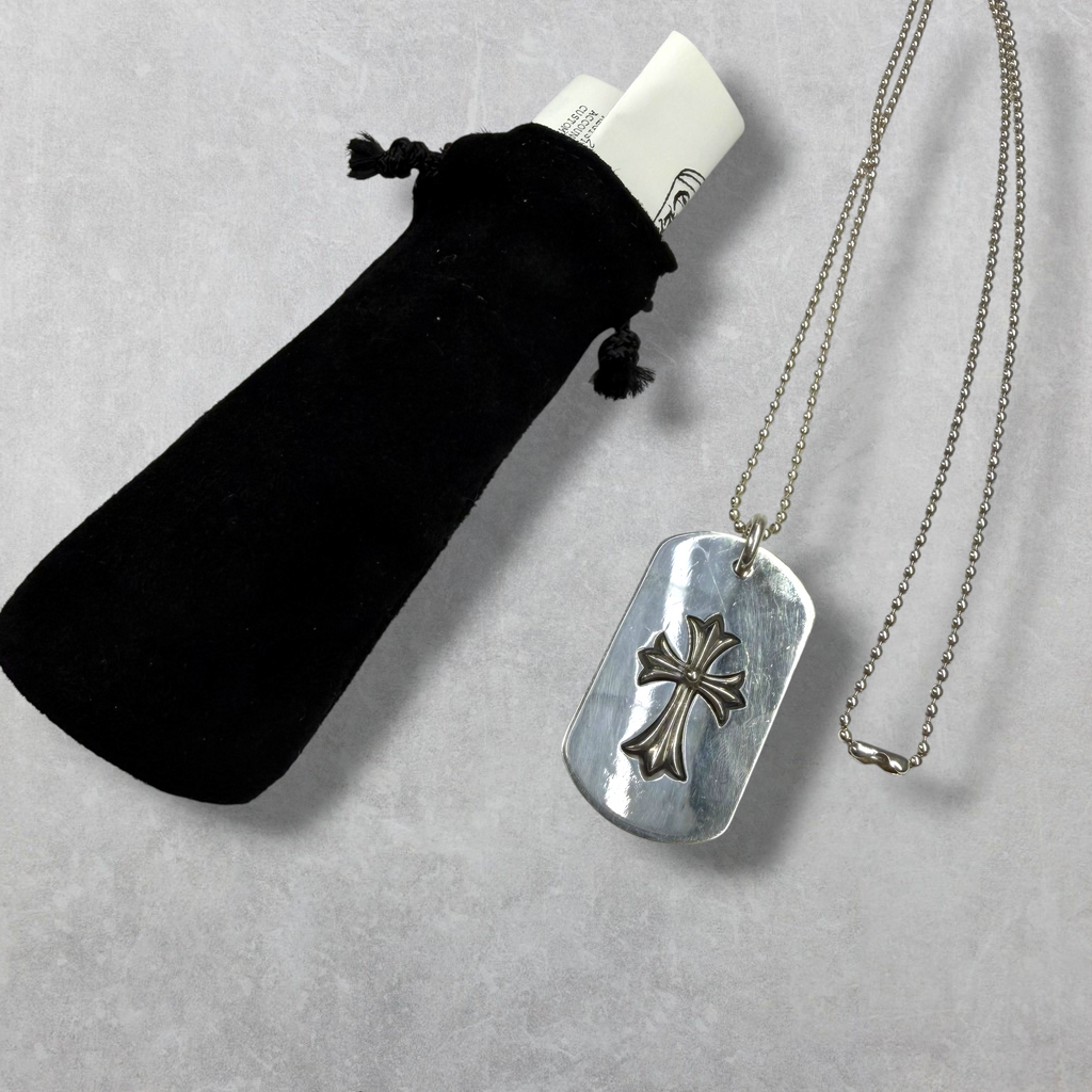 Chrome Hearts Cut Out Cross/Tiny Cross Dog Tag w/ Ball Chain