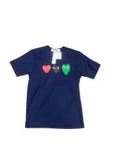 Load image into Gallery viewer, CDG Play Red/Black/Green Multi Heart Tee
