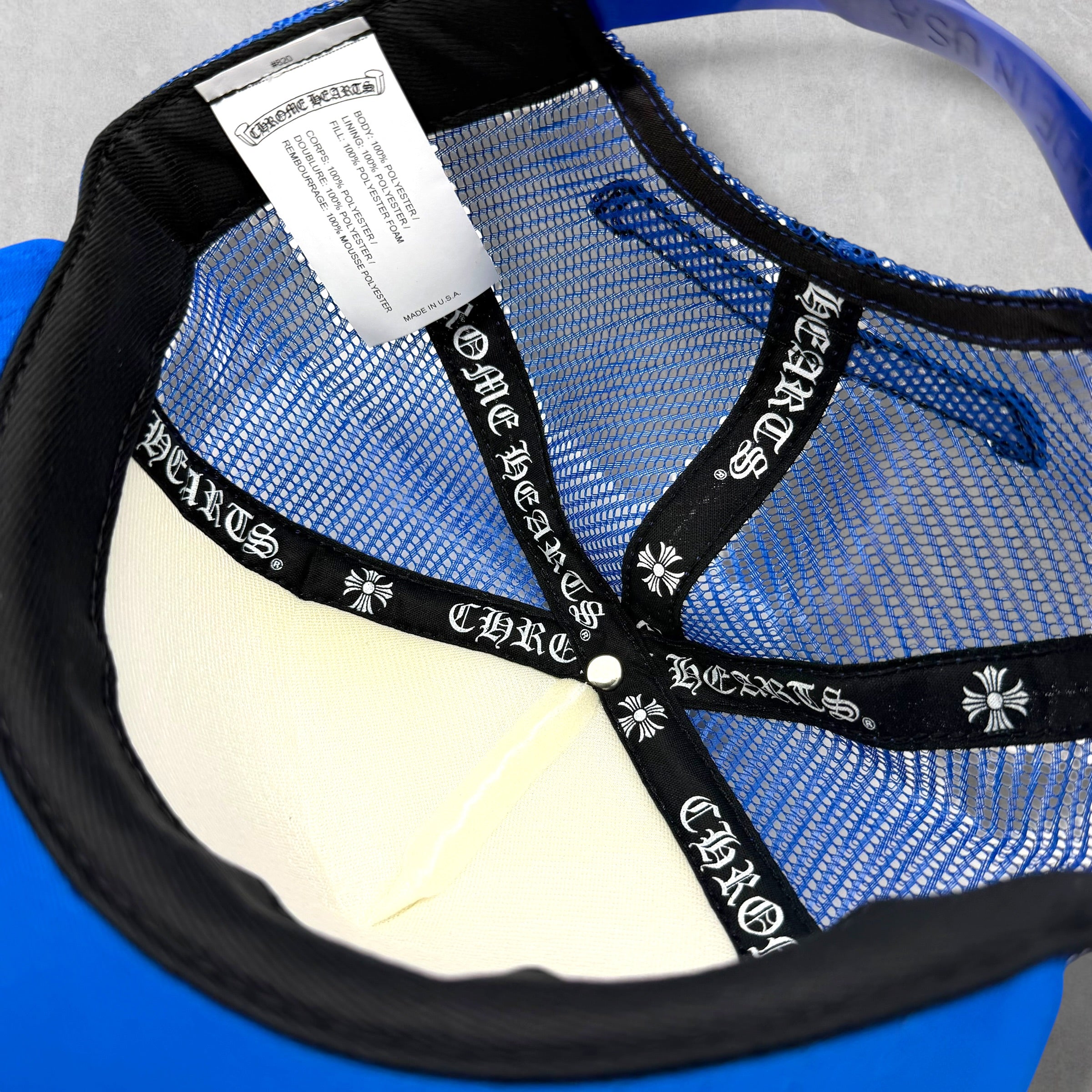 Chrome Hearts Eye Chart Blue Trucker Hat