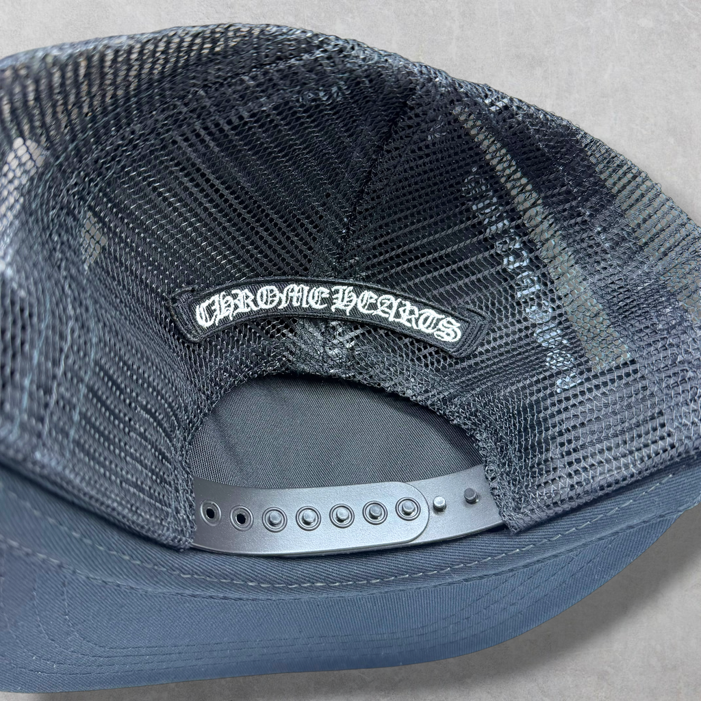 Chrome Hearts Black Pony Hair Cemetery Cross Trucker