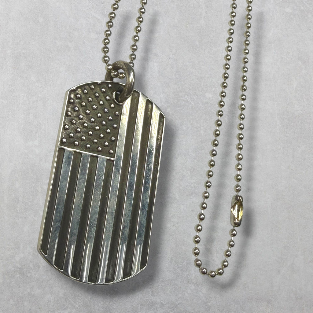 Chrome Hearts American Flag Richard Dog Tag w/ Ball Chain