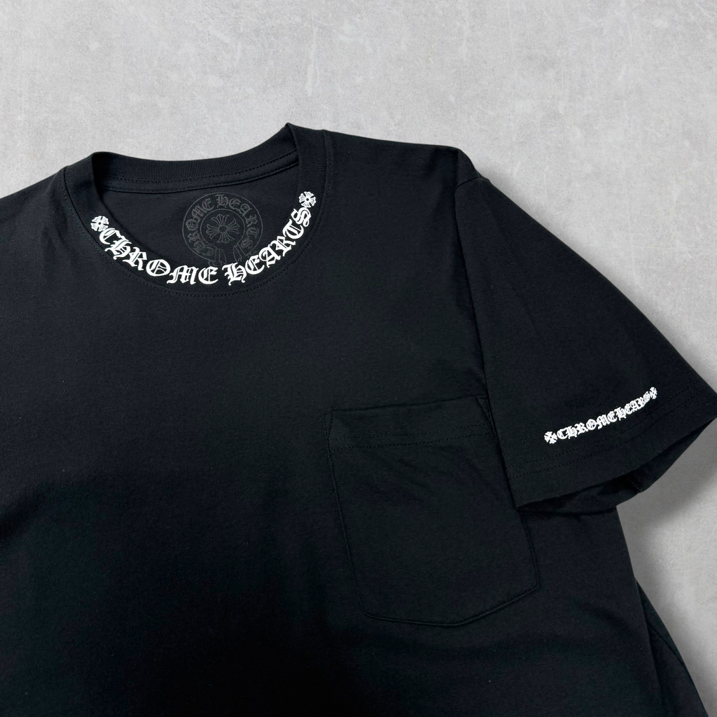 Chrome Hearts White Neck Logo Black Tee S