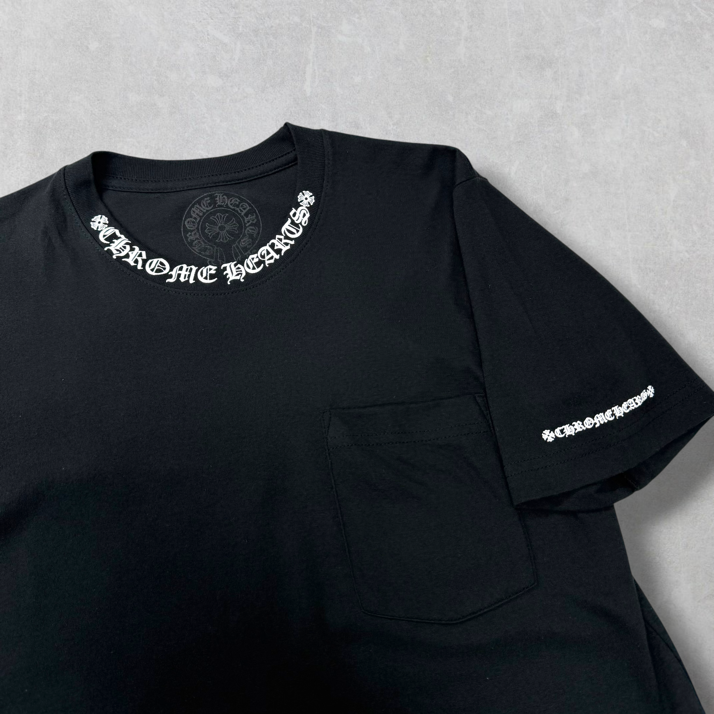 Chrome Hearts White Neck Logo Black Tee S