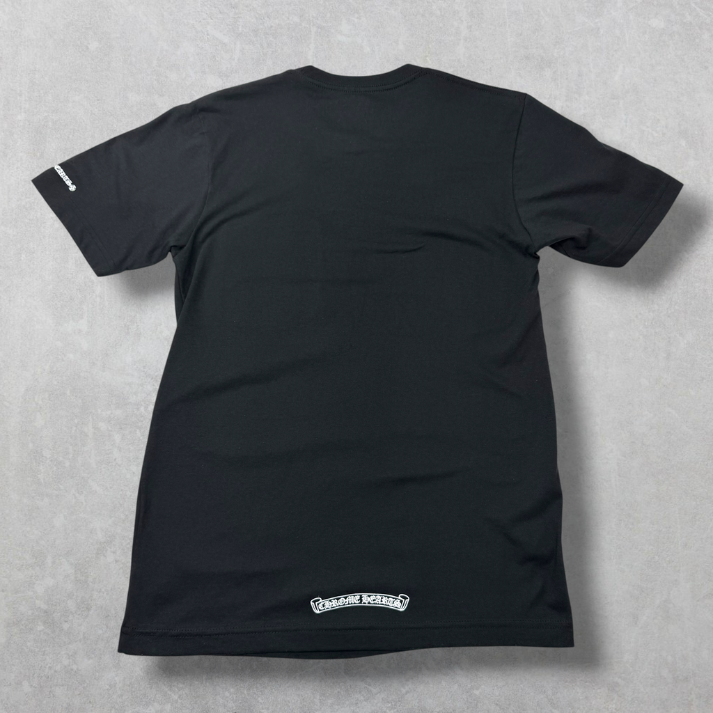Chrome Hearts White Neck Logo Black Tee S