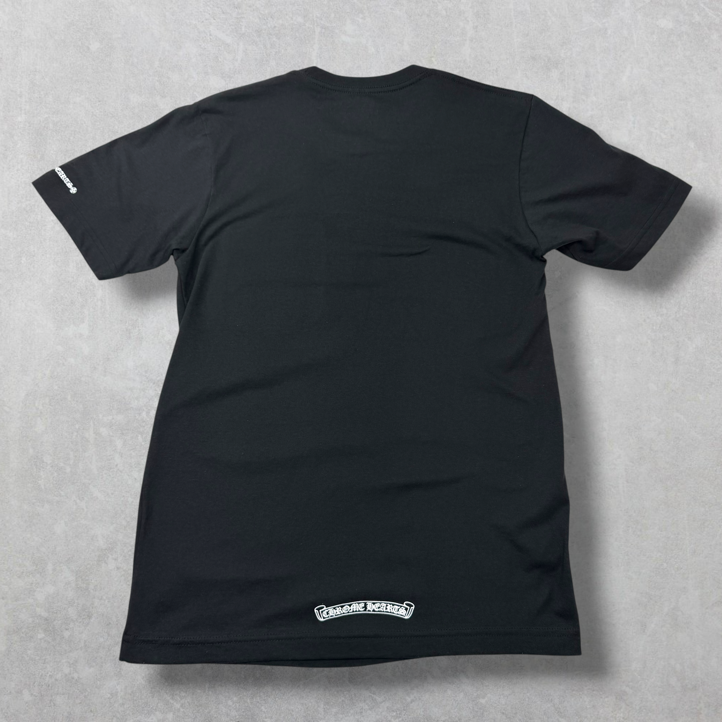 Chrome Hearts White Neck Logo Black Tee S