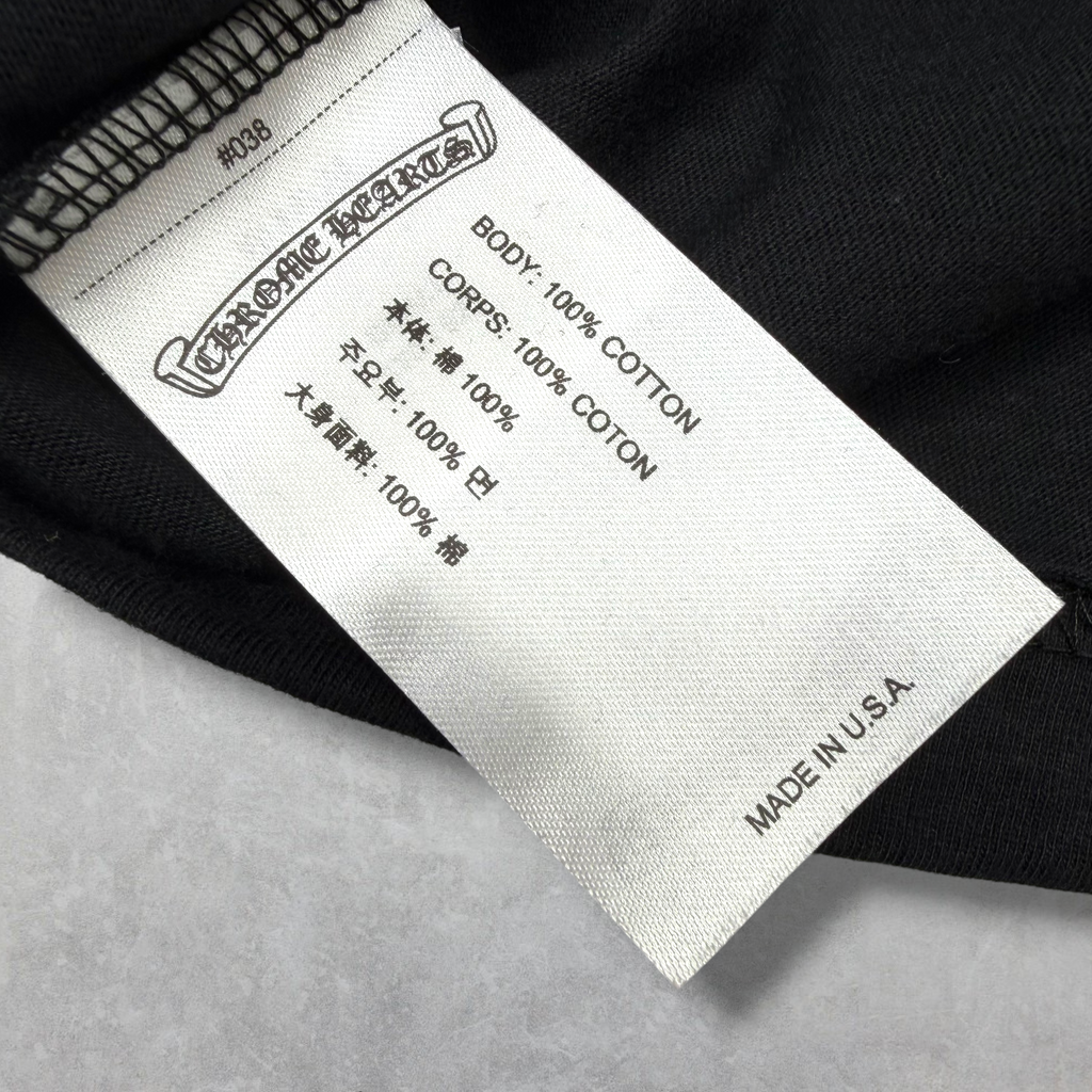 Chrome Hearts White Neck Logo Black Tee S