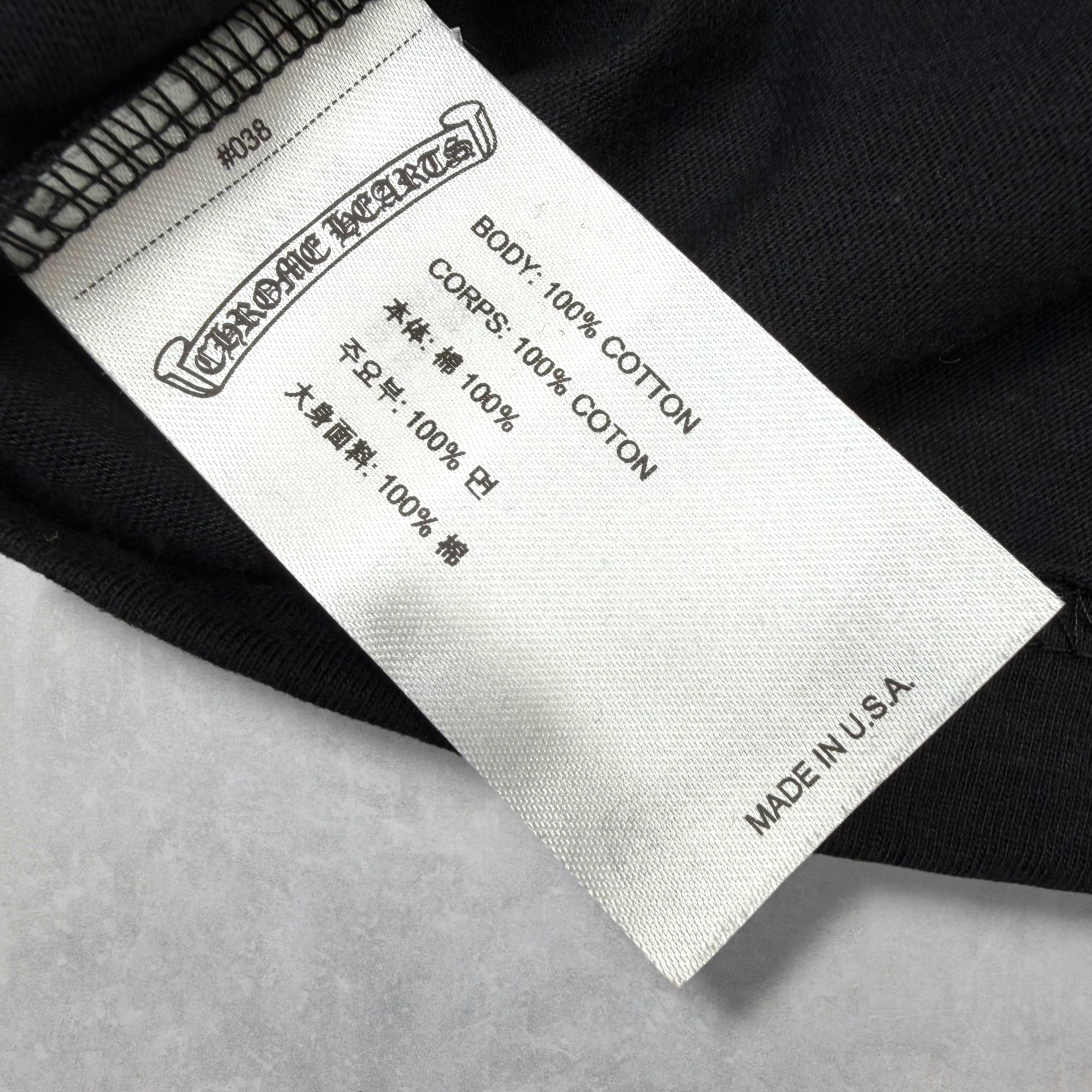 Chrome Hearts White Neck Logo Black Tee S