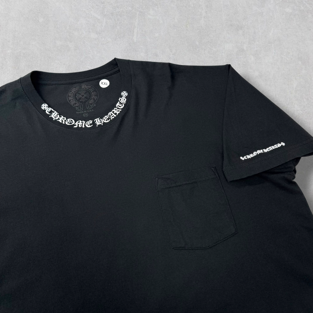 Chrome Hearts White Neck Logo Black Tee XXL