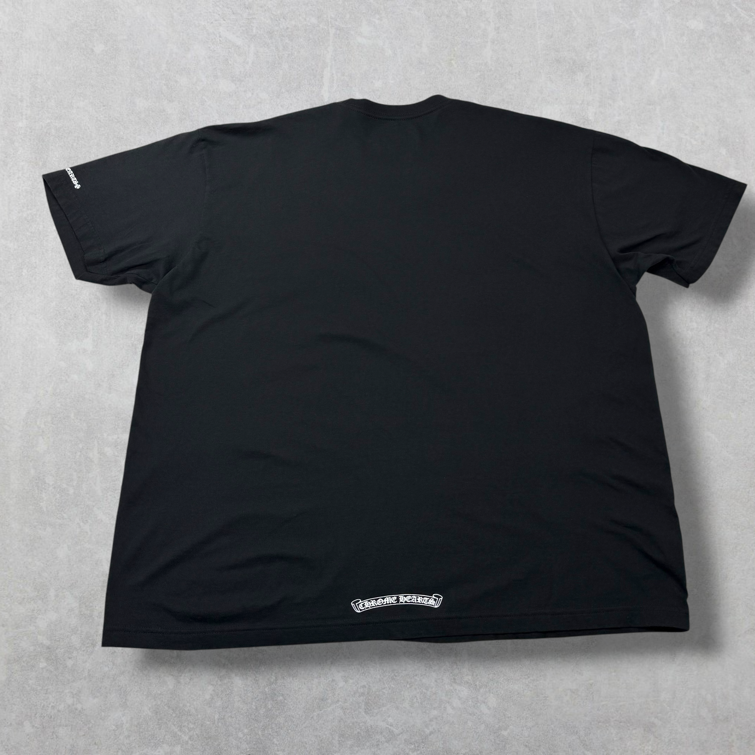 Chrome Hearts White Neck Logo Black Tee XXL