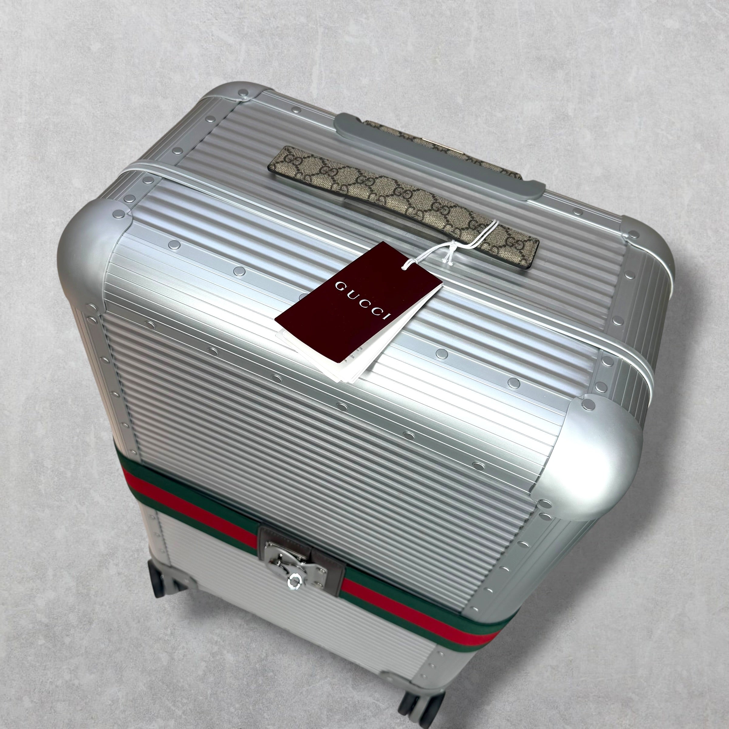 Gucci Aluminum Web Medium Cabin Plus Luggage