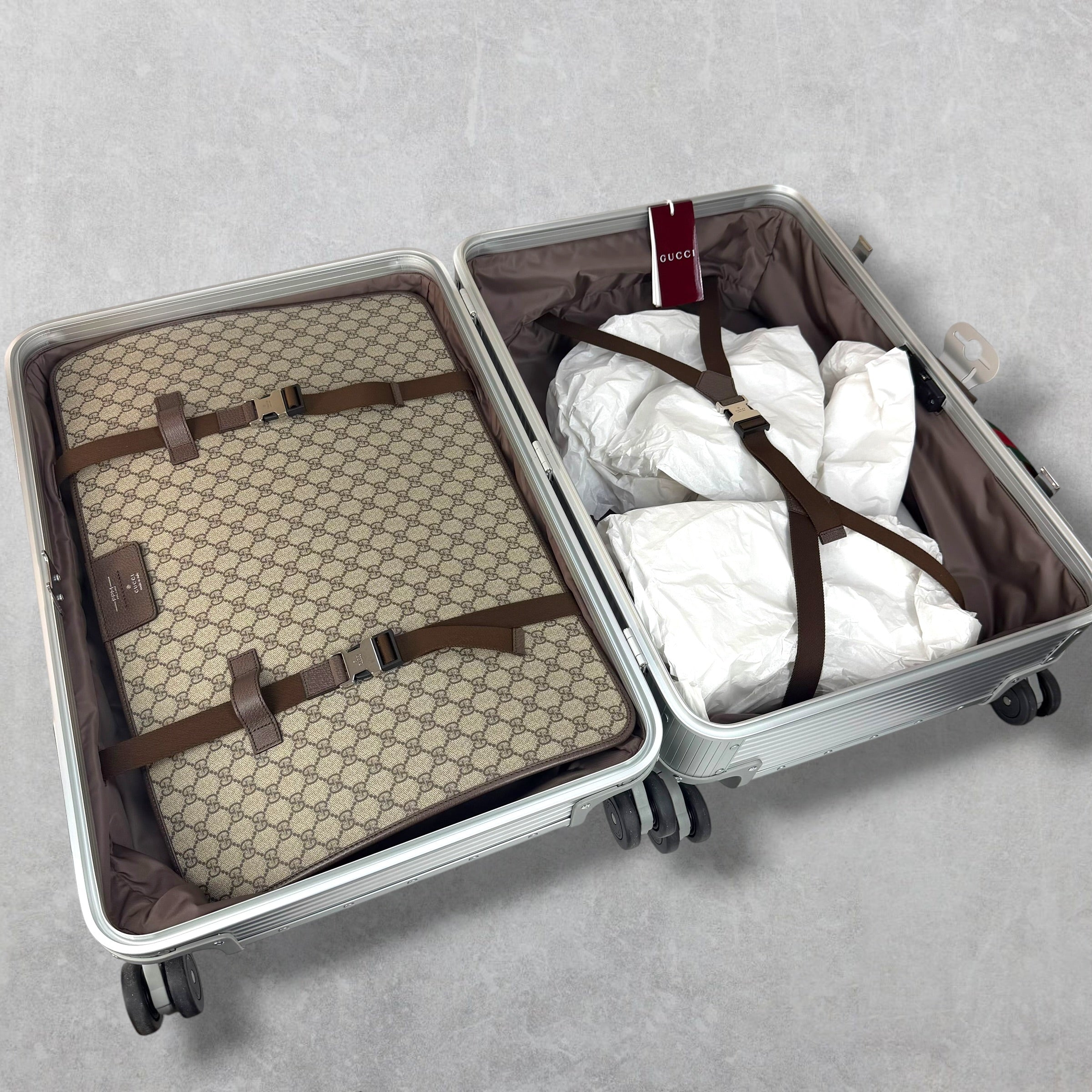 Gucci Aluminum Web Medium Cabin Plus Luggage