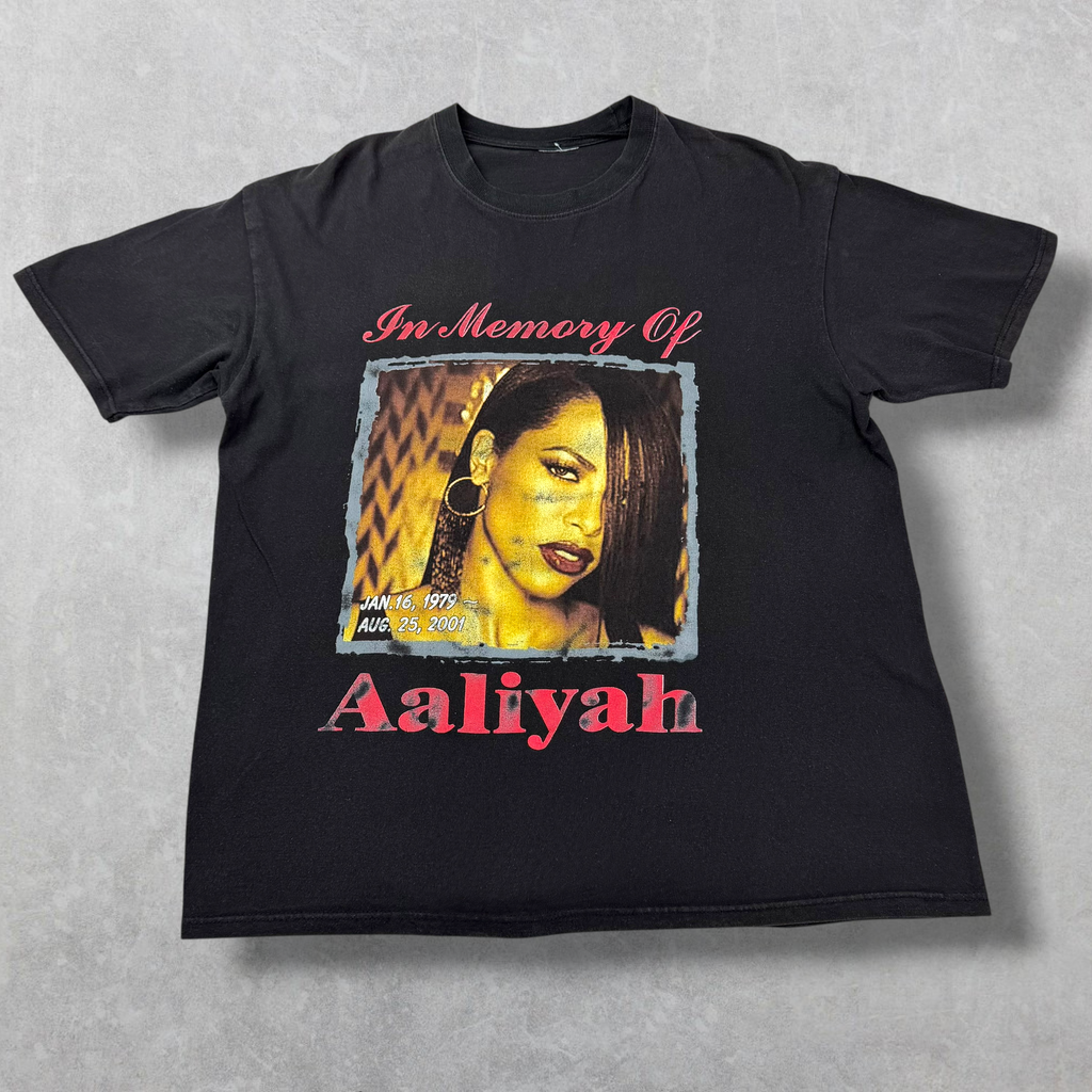 Vintage 2001 Aaliyah "Try Again" Memorial Rap Tee L