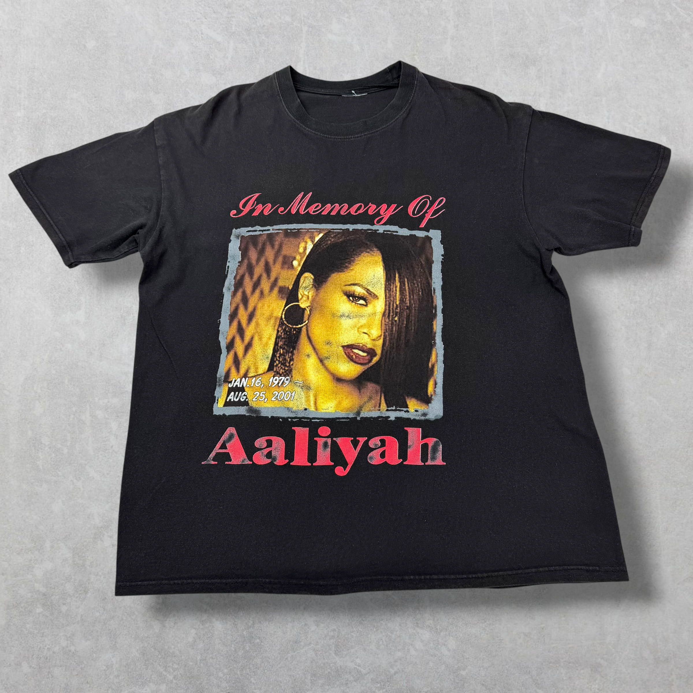 Vintage 2001 Aaliyah "Try Again" Memorial Rap Tee L