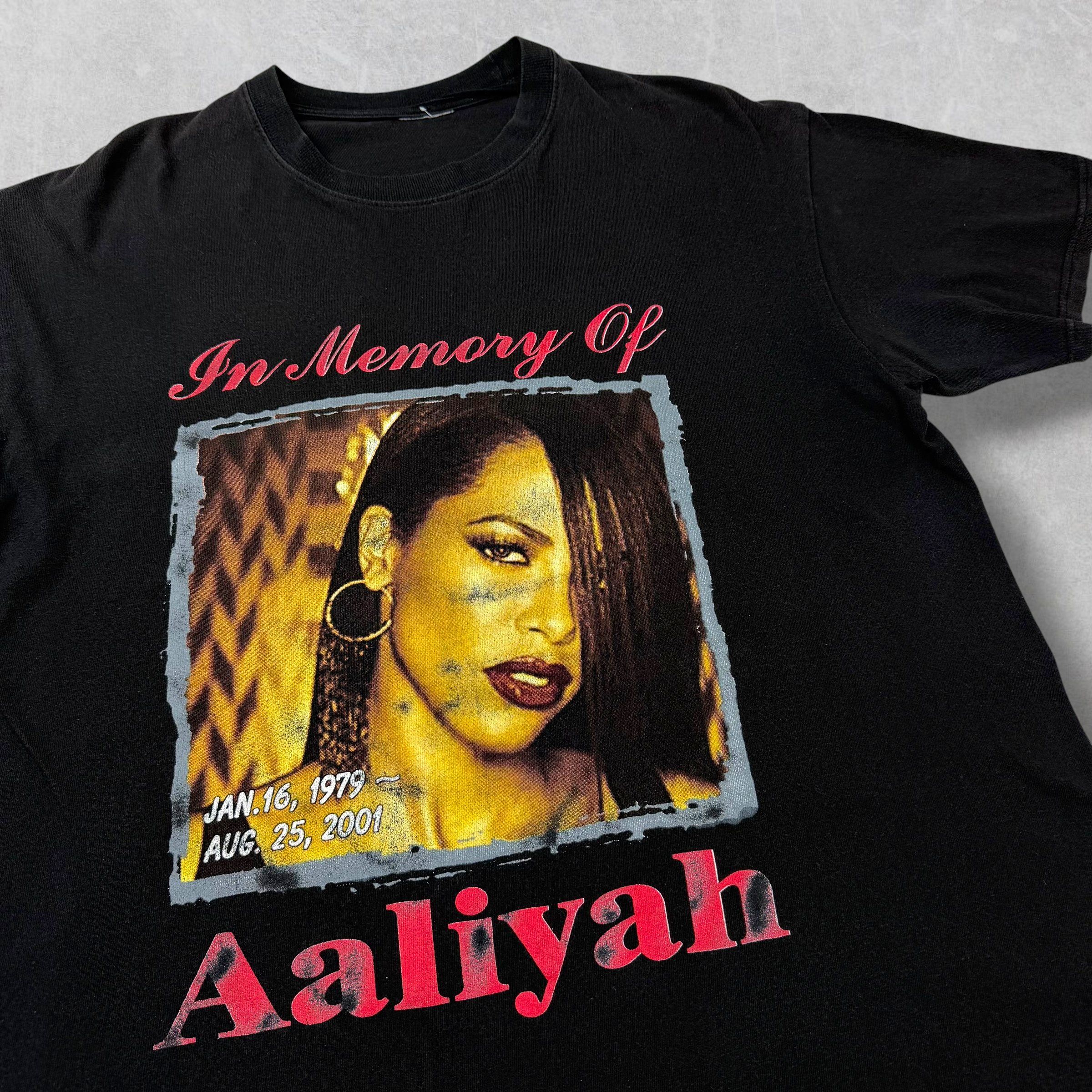 Vintage 2001 Aaliyah "Try Again" Memorial Rap Tee L