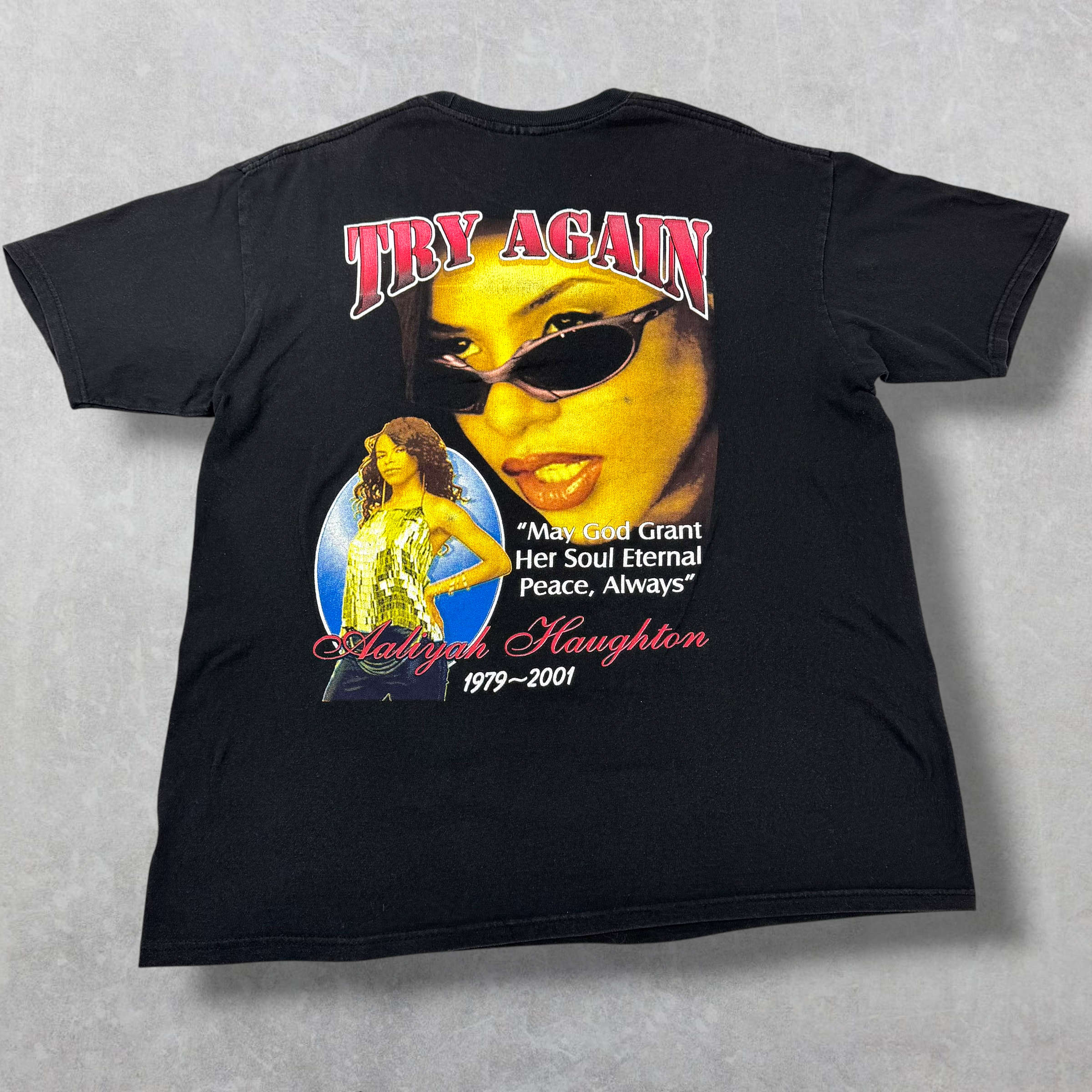 Vintage 2001 Aaliyah "Try Again" Memorial Rap Tee L