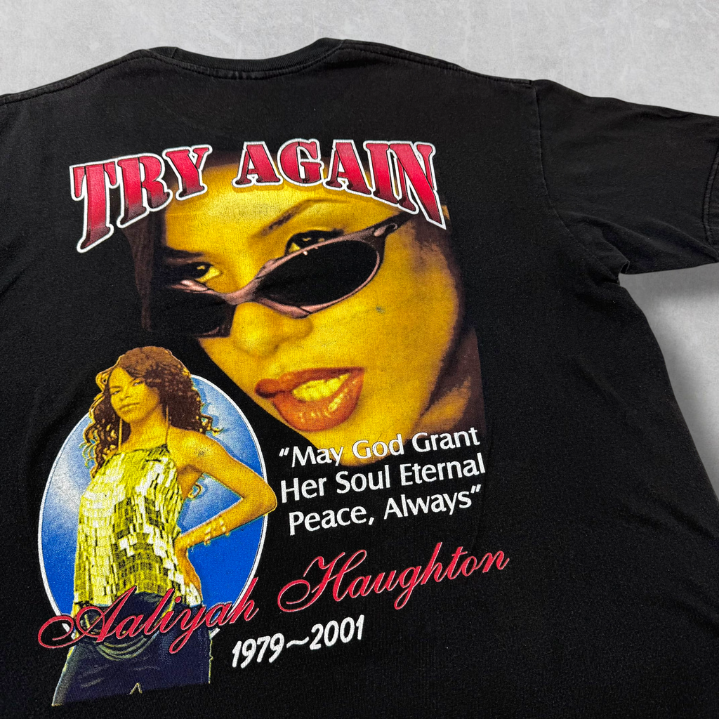 Vintage 2001 Aaliyah "Try Again" Memorial Rap Tee L