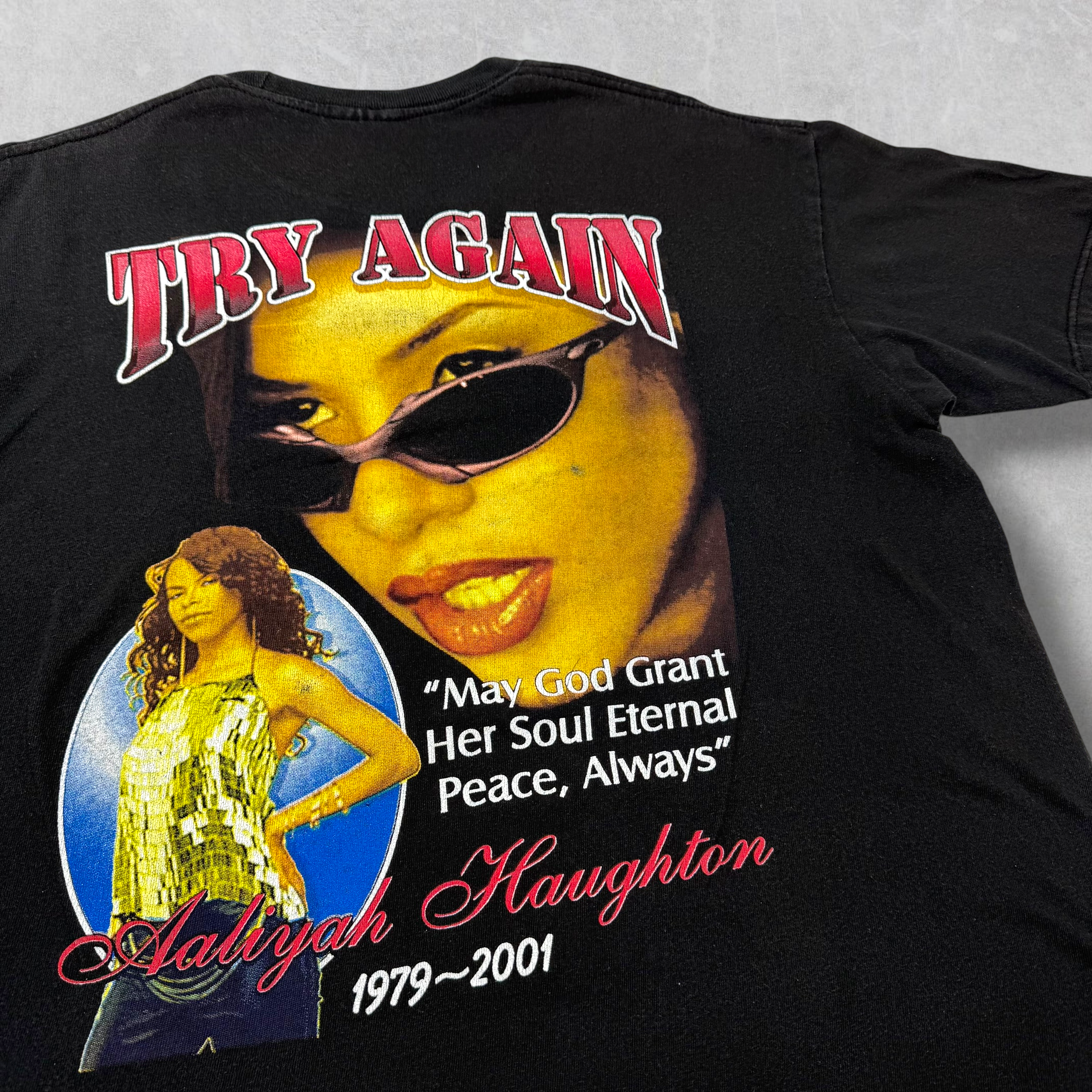 Vintage 2001 Aaliyah "Try Again" Memorial Rap Tee L