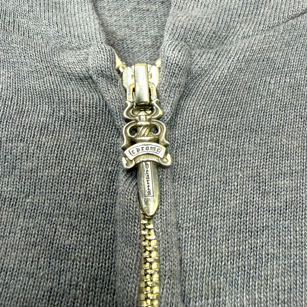 Vintage Chrome Hearts T Bar Grey Zip Up Hoodie S