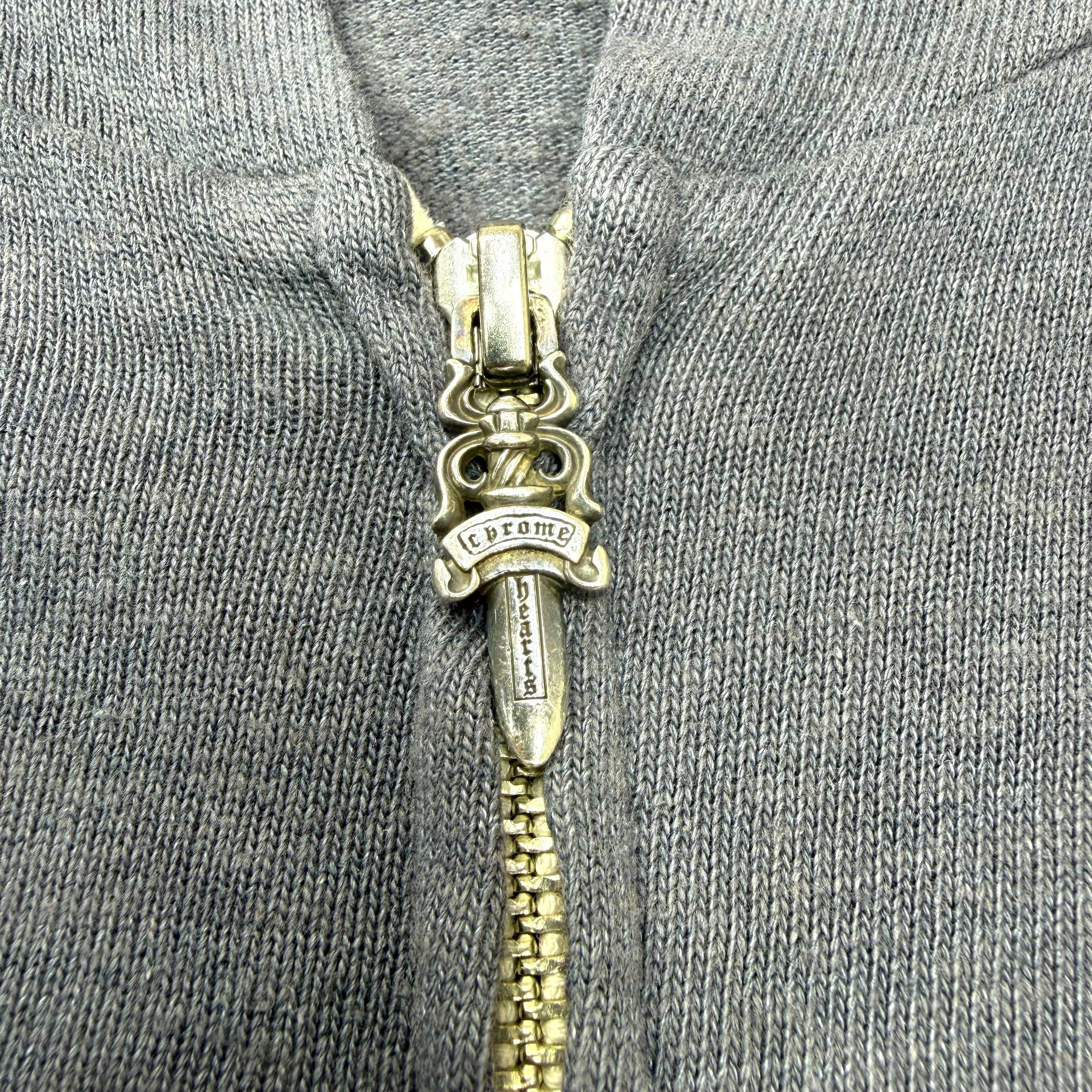 Vintage Chrome Hearts T Bar Grey Zip Up Hoodie S