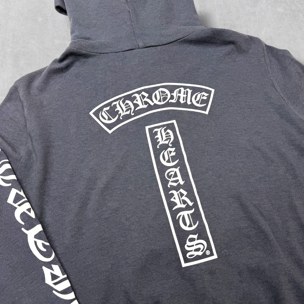 Vintage Chrome Hearts T Bar Grey Zip Up Hoodie S