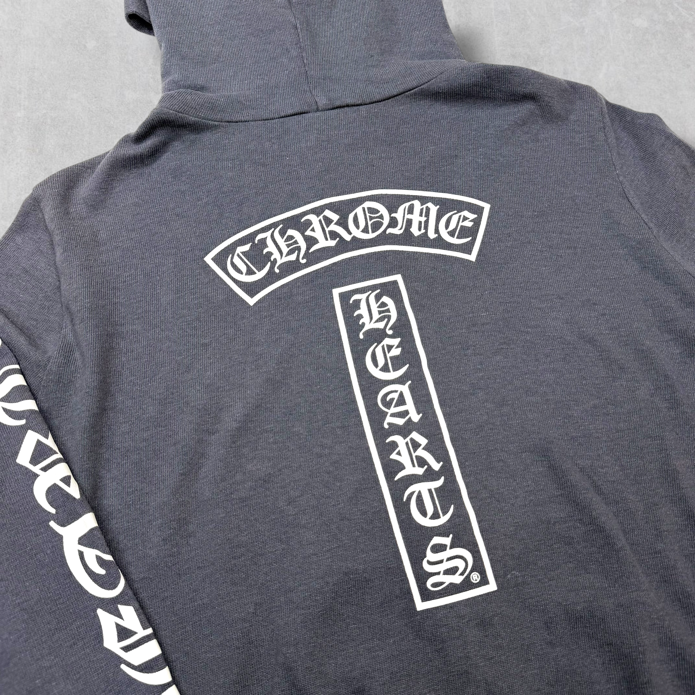 Vintage Chrome Hearts T Bar Grey Zip Up Hoodie S