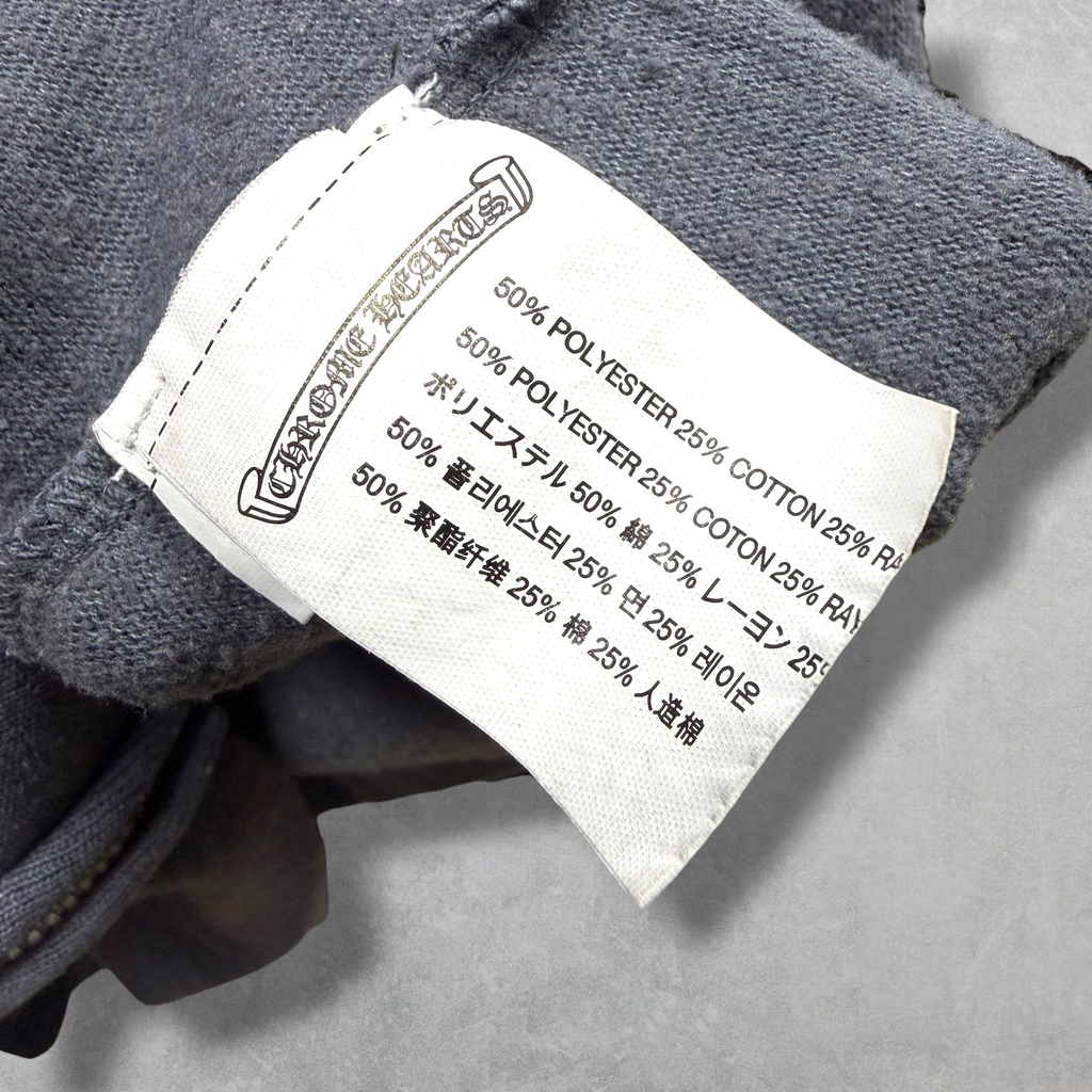 Vintage Chrome Hearts T Bar Grey Zip Up Hoodie S