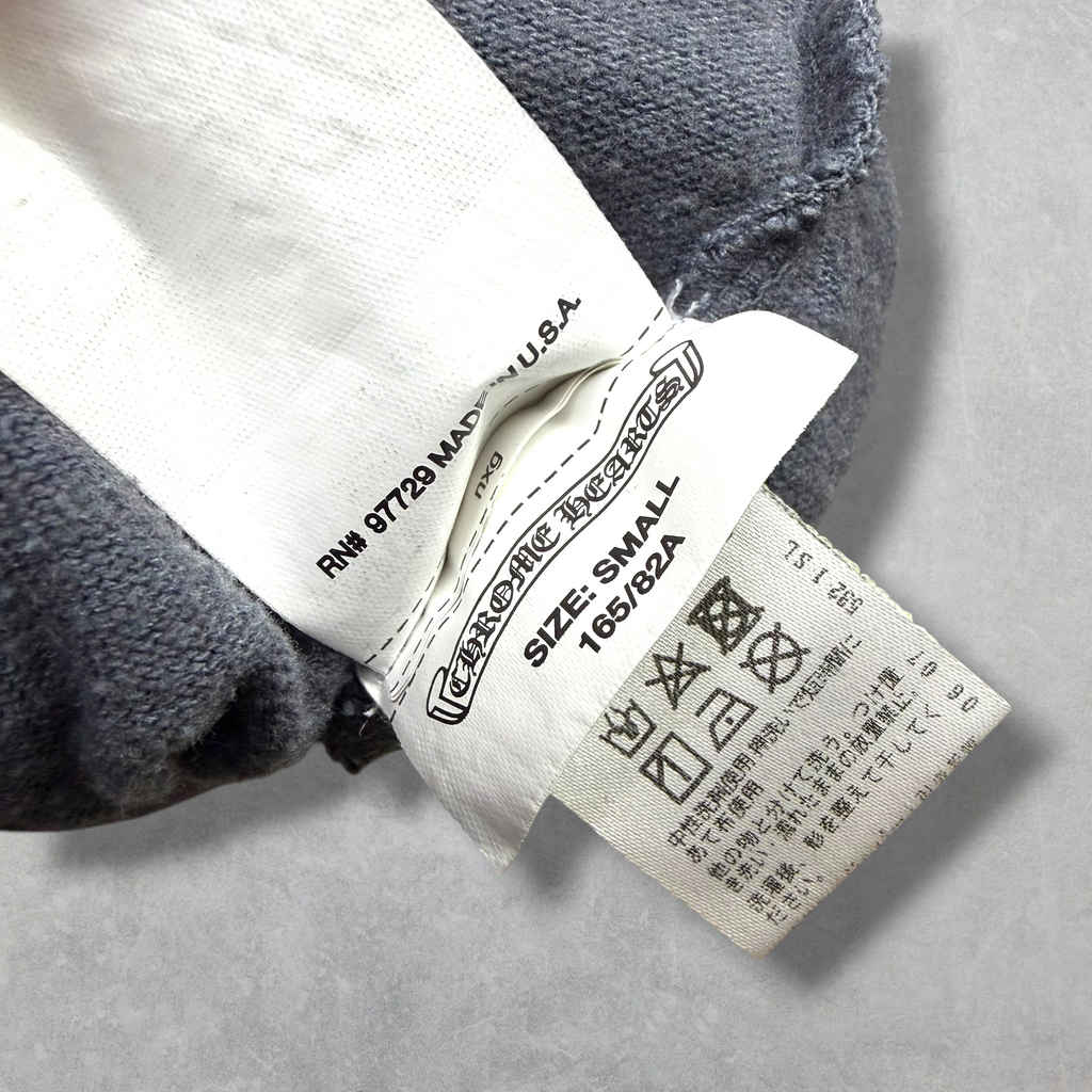 Vintage Chrome Hearts T Bar Grey Zip Up Hoodie S