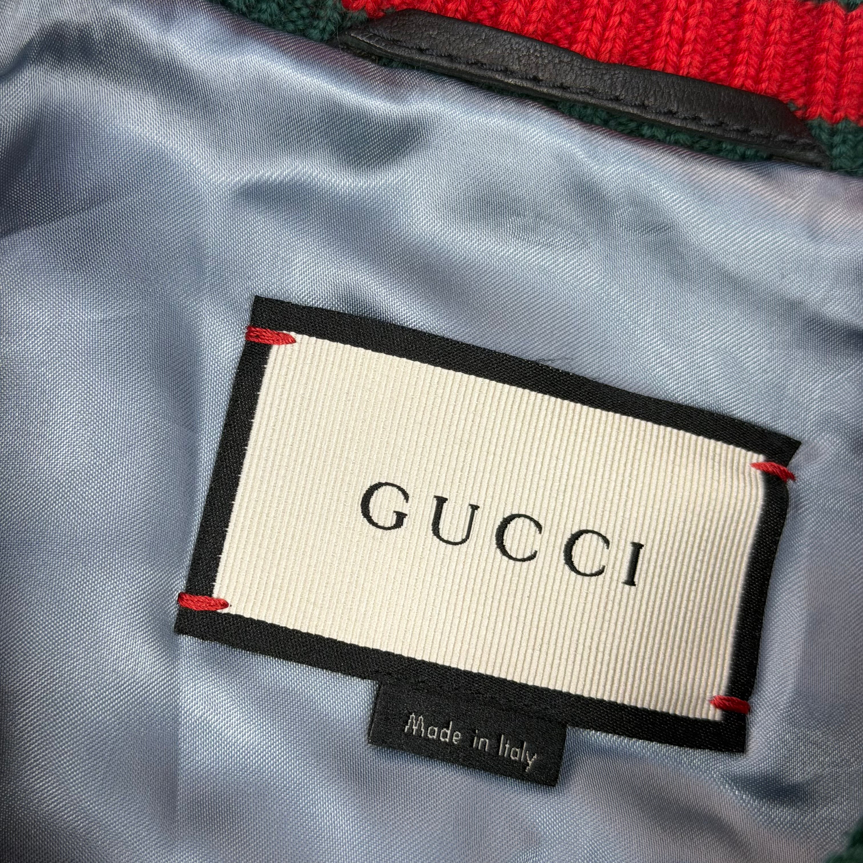 Gucci Web Trim Leather Bomber 46 (M)