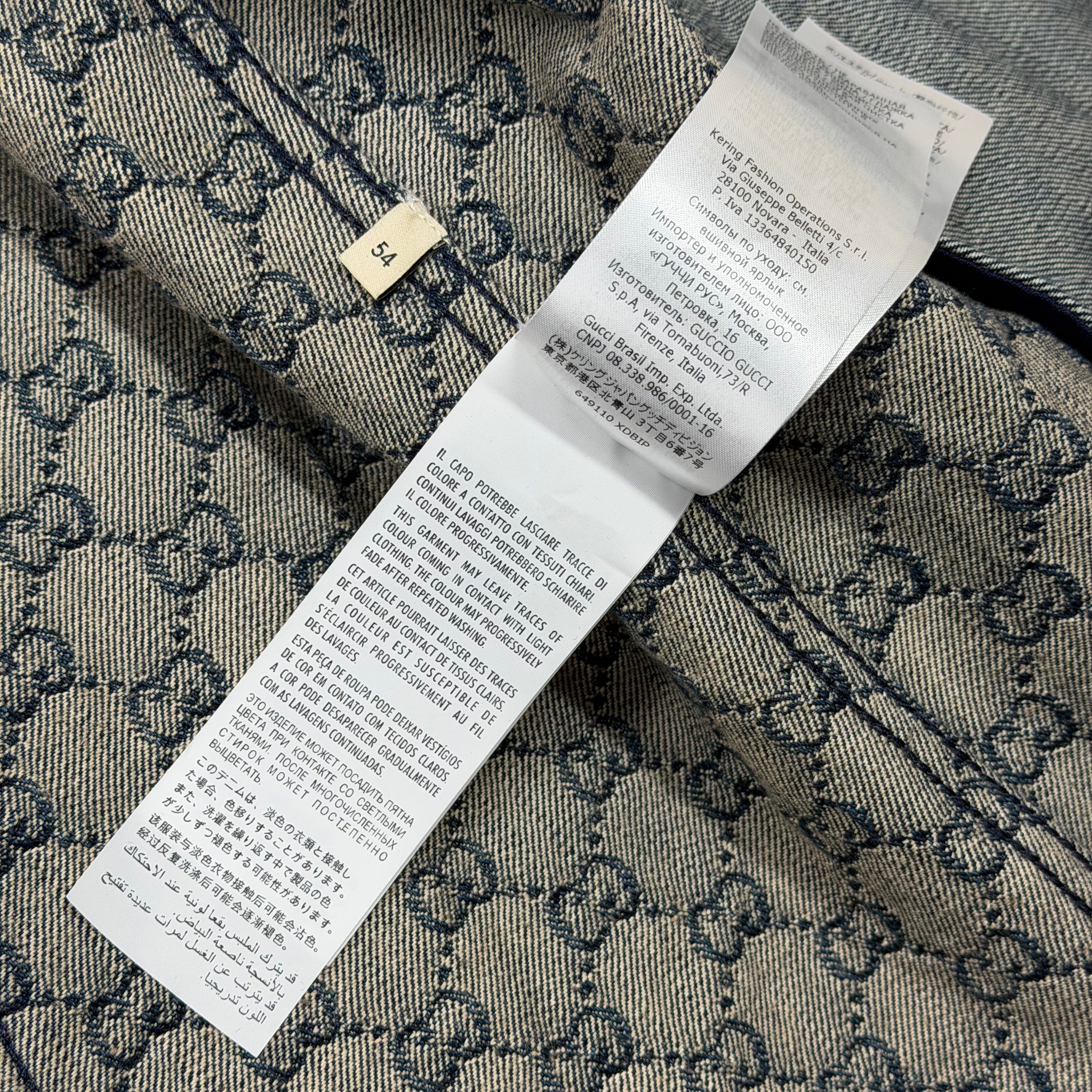 Gucci GG Monogram Denim Jacket w/ Leather Trim 54 (XL)