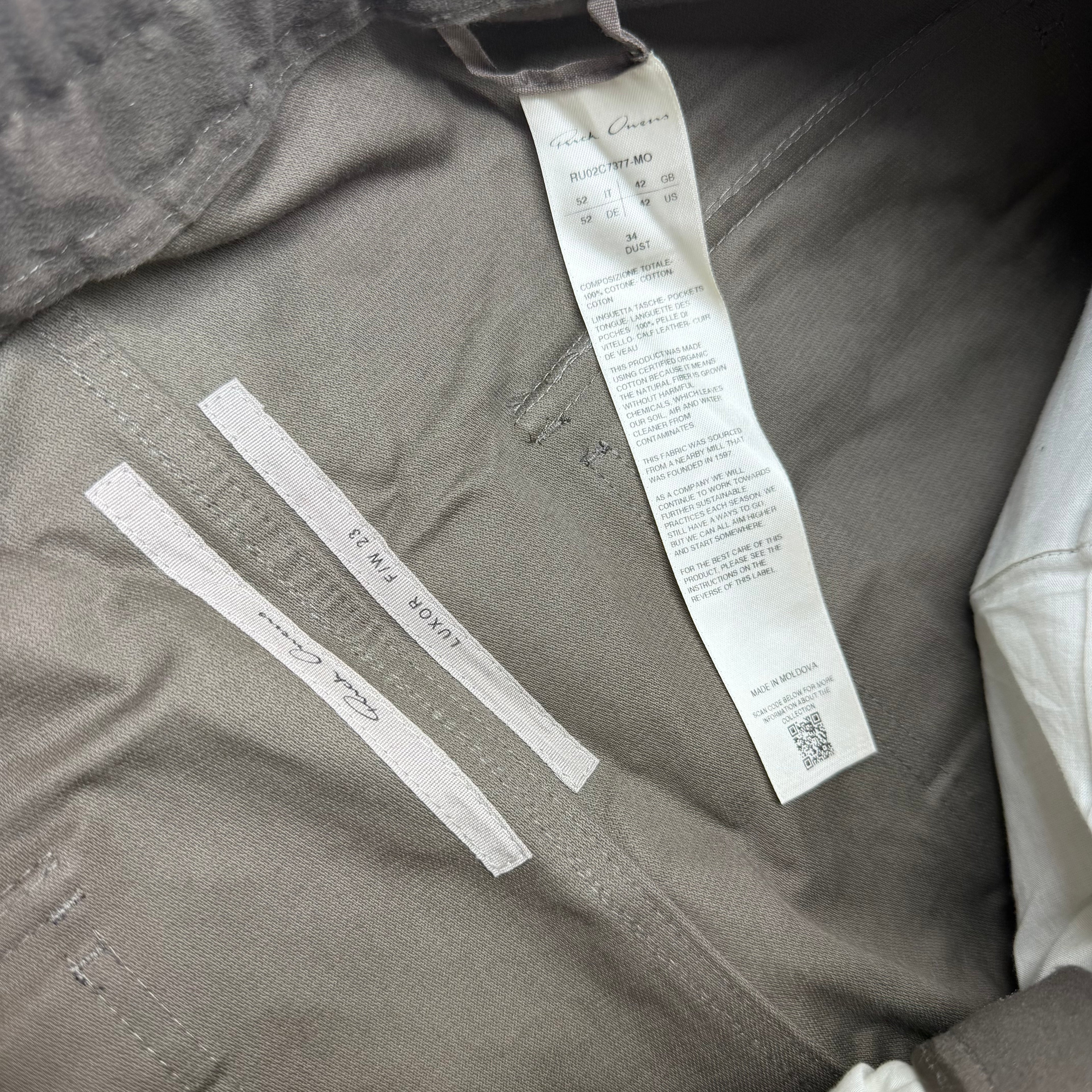 Rick Owens Bauhaus Cargo Pants Dust 52 (L)