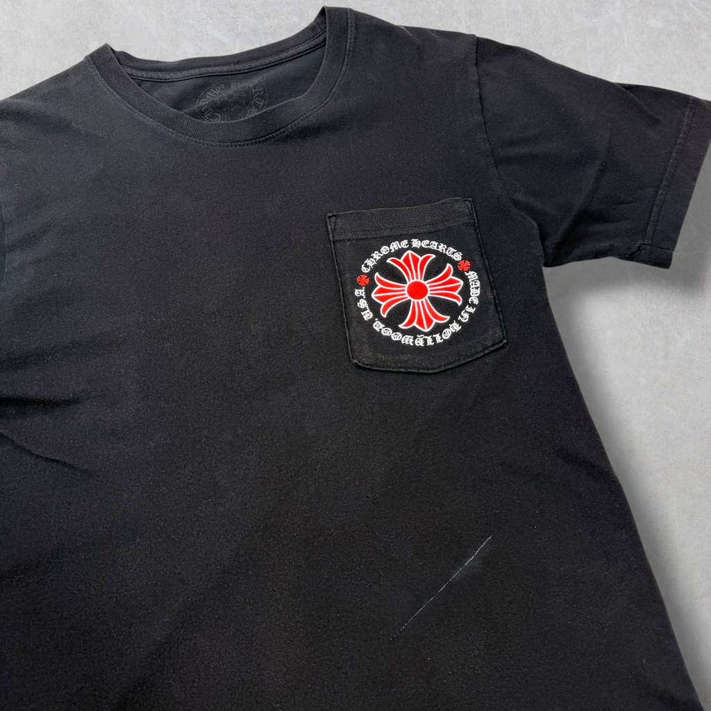 Chrome Hearts "Made in Hollywood" Red Plus Cross Tee S