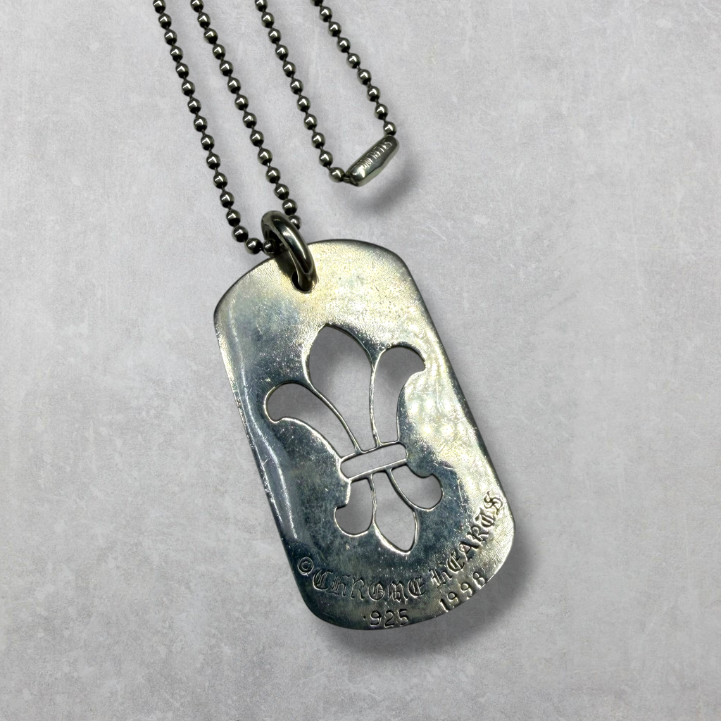 Chrome Hearts Fleur De Lis Dog Tag w/ Ball Chain