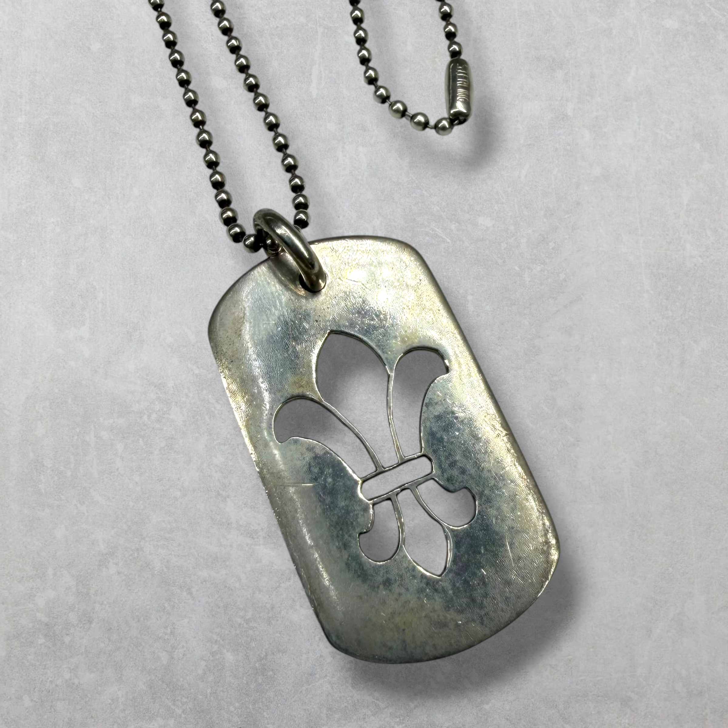 Chrome Hearts Fleur De Lis Dog Tag w/ Ball Chain
