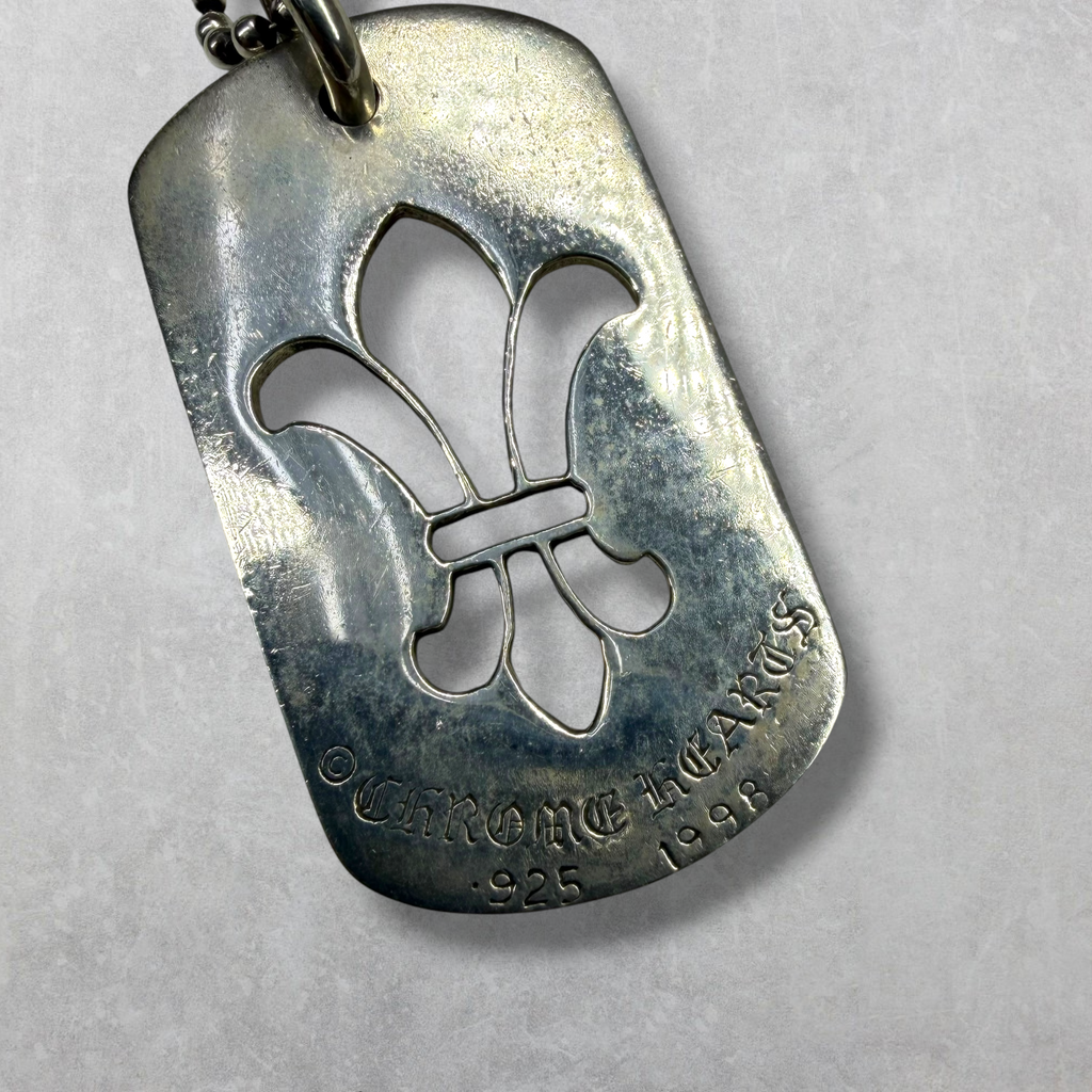 Chrome Hearts Fleur De Lis Dog Tag w/ Ball Chain