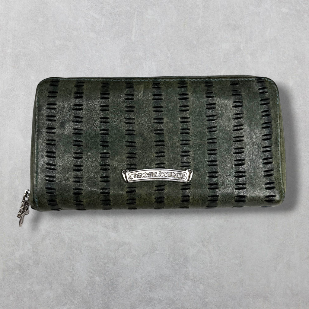 Chrome Hearts Rec F Zip Round Zip Leather Long Wallet