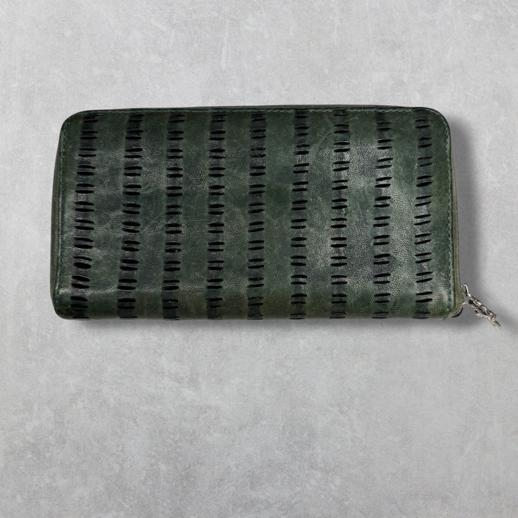 Chrome Hearts Rec F Zip Round Zip Leather Long Wallet