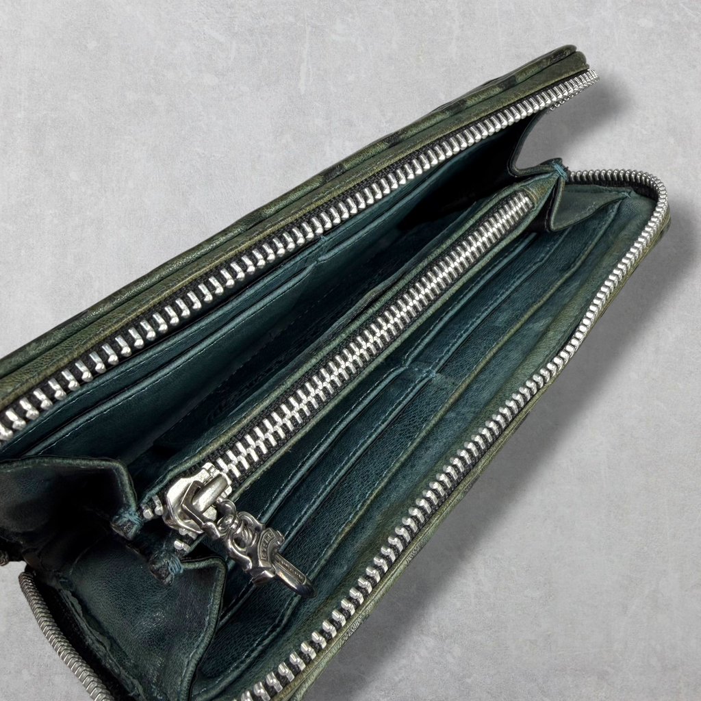 Chrome Hearts Rec F Zip Round Zip Leather Long Wallet
