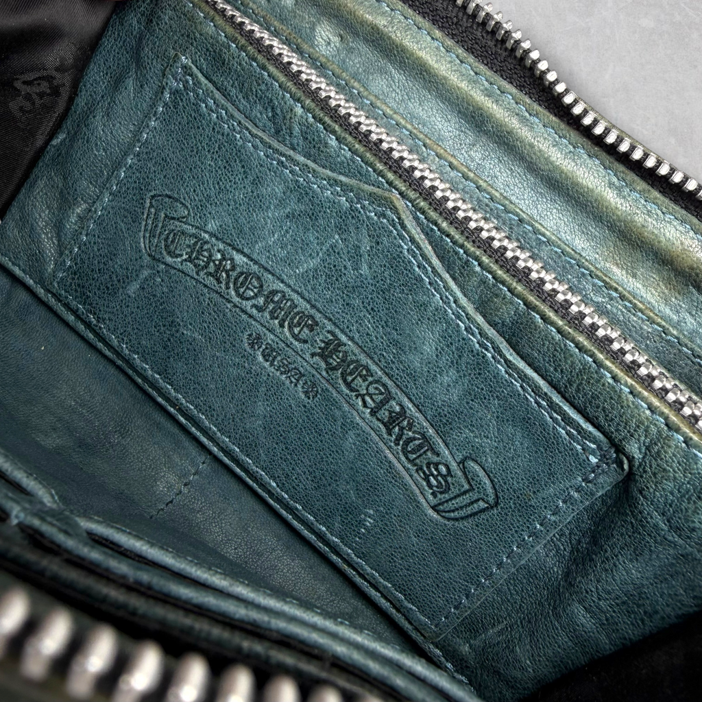 Chrome Hearts Rec F Zip Round Zip Leather Long Wallet