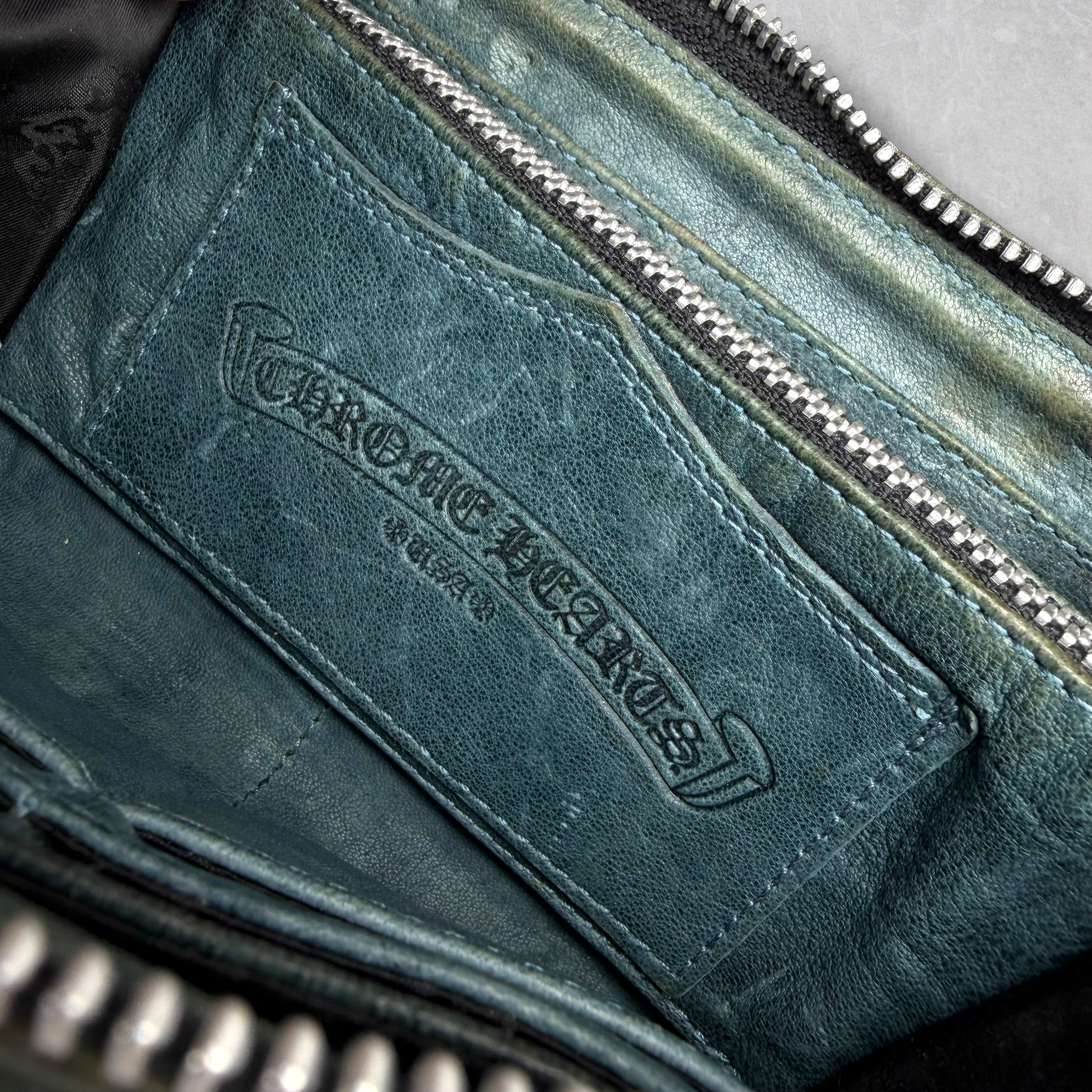 Chrome Hearts Rec F Zip Round Zip Leather Long Wallet