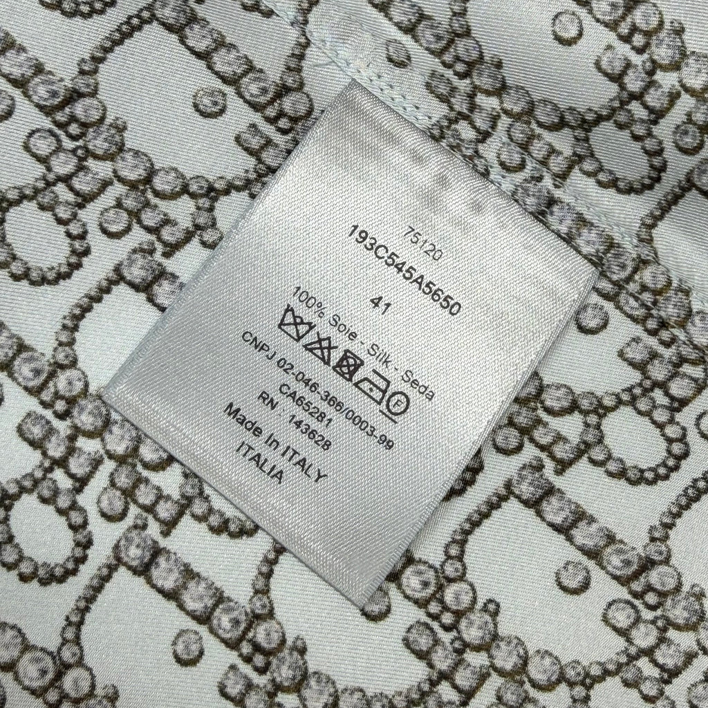 Dior Oblique Beads Silk Short Sleeve Shirt 41 (L)