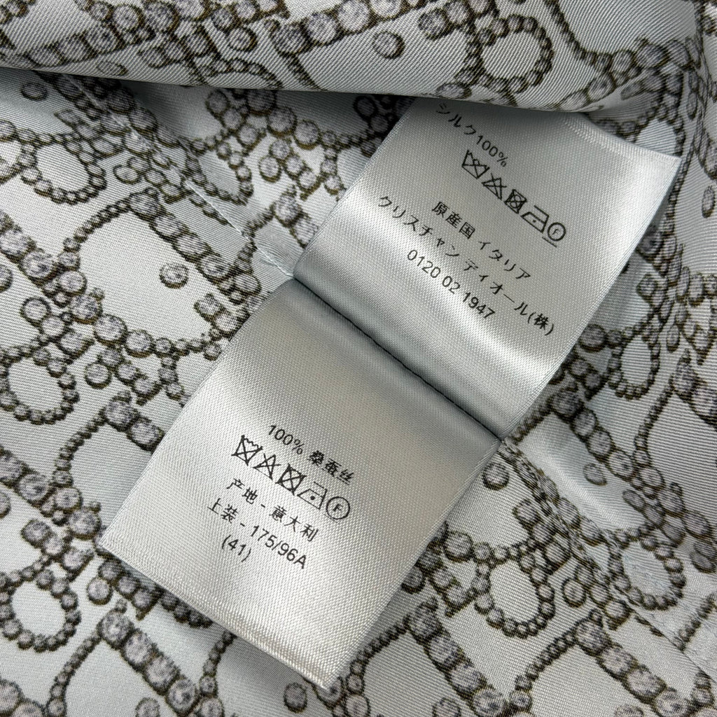 Dior Oblique Beads Silk Short Sleeve Shirt 41 (L)